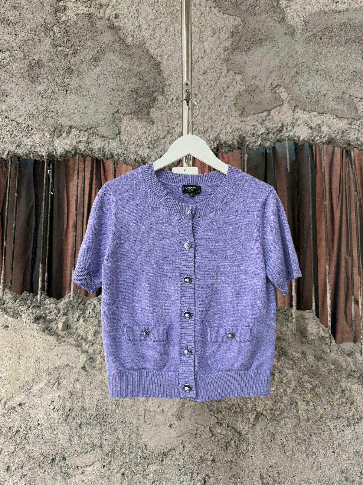 Chanel Chanel Purple Knit Short Sleeve Cardigan Size US XS / EU 42 / 0 - 1 Thumbnail