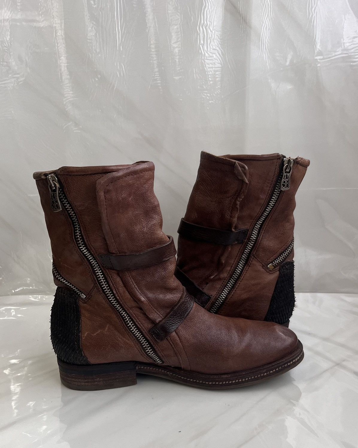A.S.98 As 98 Airstep Zipper Boho Biker brown distressed boot Size US 8 / IT 38 - 6 Thumbnail