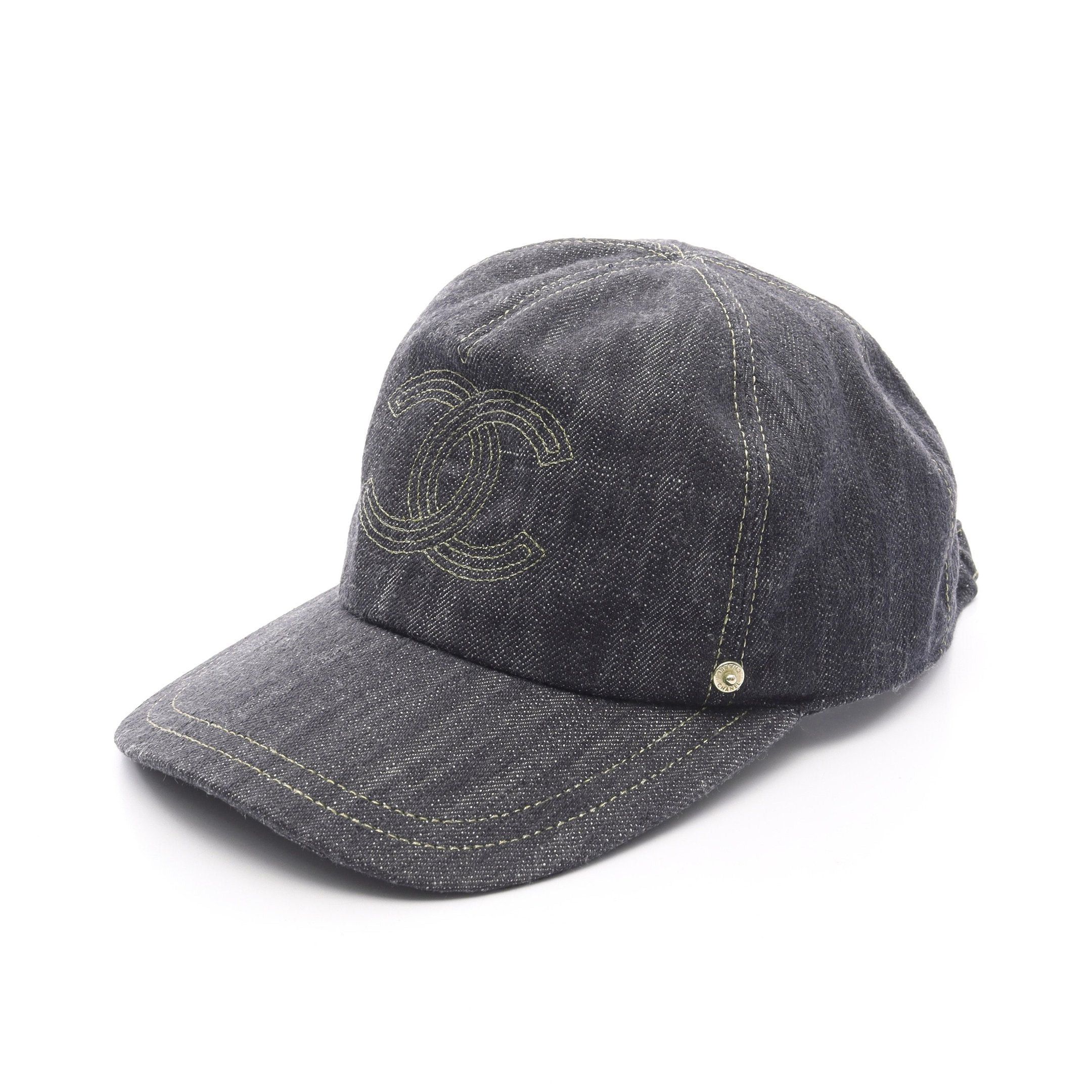 Chanel Chanel Coco Mark Denim Cap Cotton Indigo Blue Size ONE SIZE - 1 Thumbnail