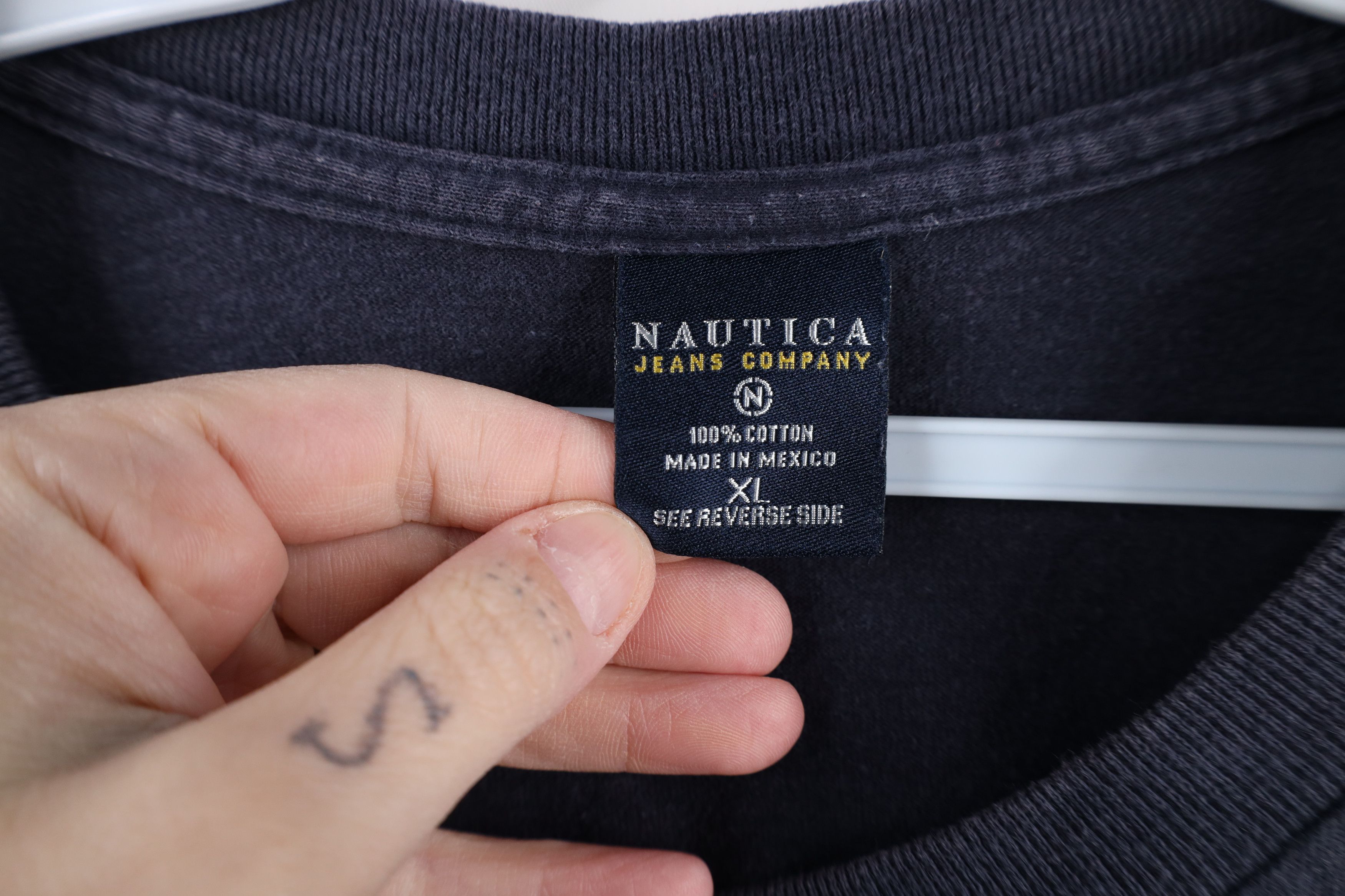 Nautica × Vintage Vintage 90s Nautica Spell Long Sleeve T-Shirt Blue Cotton Size US XL / EU 56 / 4 - 8 Thumbnail