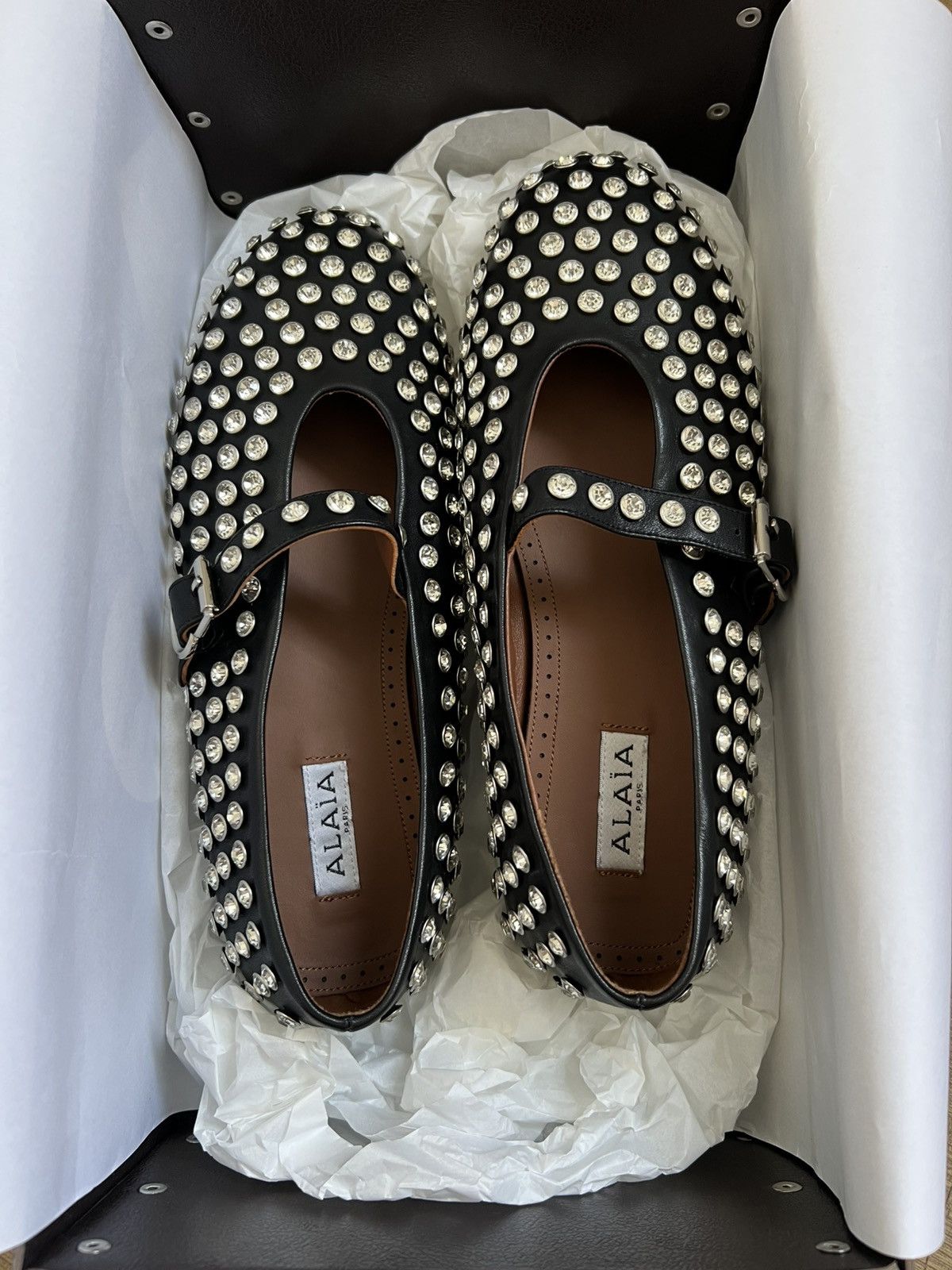 Alaia ALAIA BLACK RHINSTONE BALLET FLATS/ MARY JANES Size US 9 / IT 39 - 2 Thumbnail