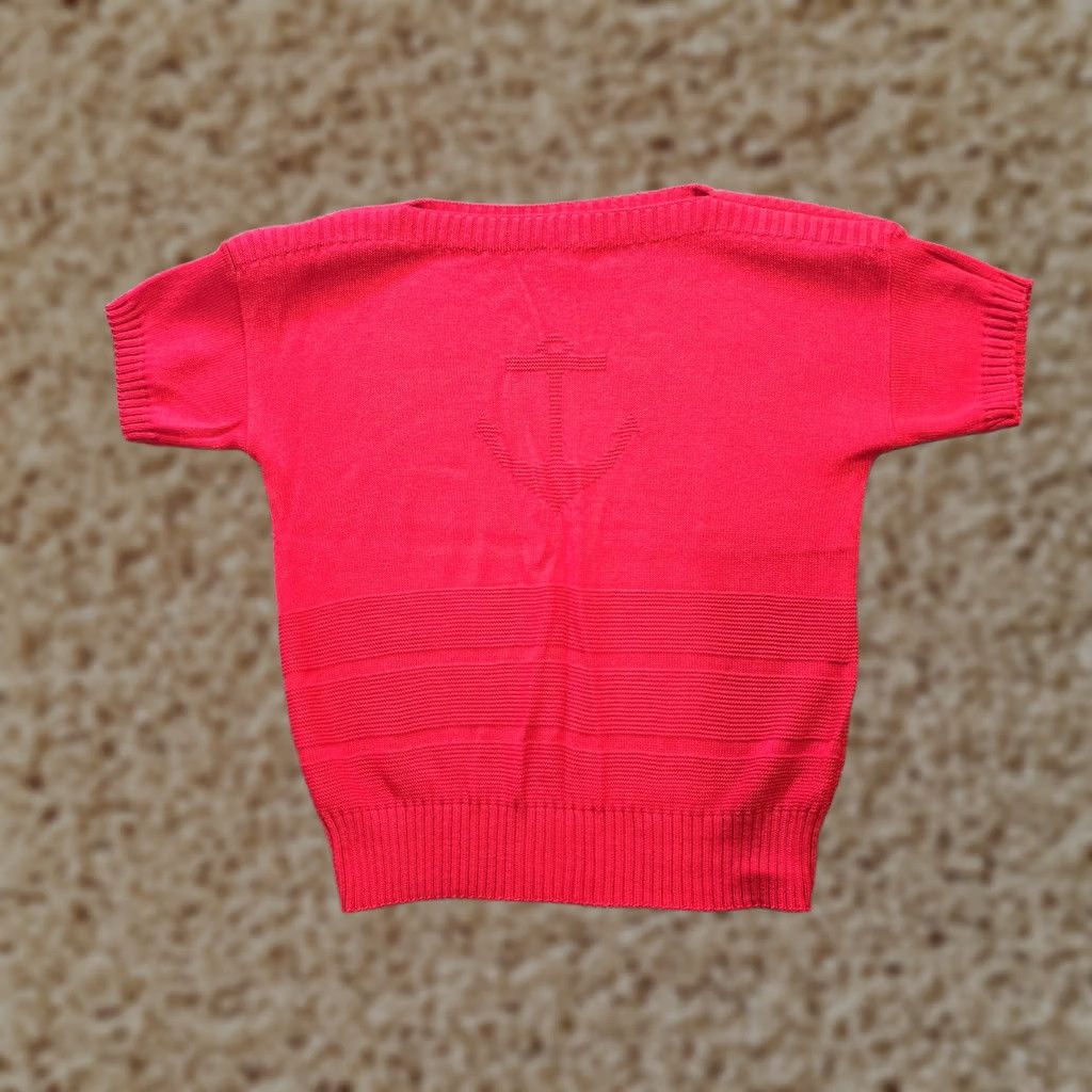 Nautica VINTAGE Keneth Too Sweater Womens Medium Red Anchor Nautical Preppy Casual Pullover Knit Boat Neck Short Sleeve Regular Knit Size M / US 6-8 / IT 42-44 - 1 Thumbnail