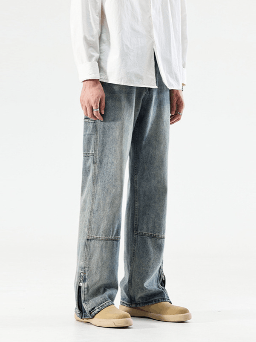 Japanese Brand × Jean Street washed retro versatile stitching straight jeans y2k Size US 32 / EU 48 - 1 Thumbnail
