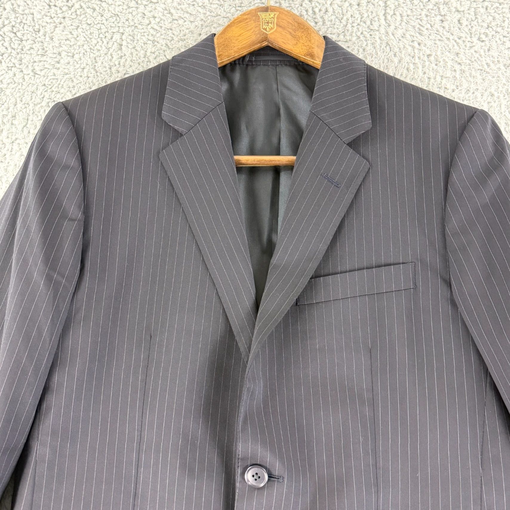 Theory **Theory Black Men's 38 Blazer Jacket Stripe Wool Blend Regular Fit** User: Theory Black Men's 38 Blazer Jacket Stripe Wool Blend Regular Fit Size US M / EU 48-50 / 2 - 2 Thumbnail