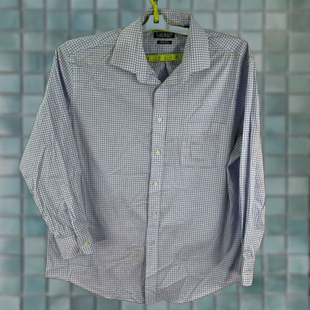 Ralph Lauren Lauren Ralph Lauren Shirt Adult XL Blue Check Button-Up Stretch Mens Size US XL / EU 56 / 4 - 1 Thumbnail