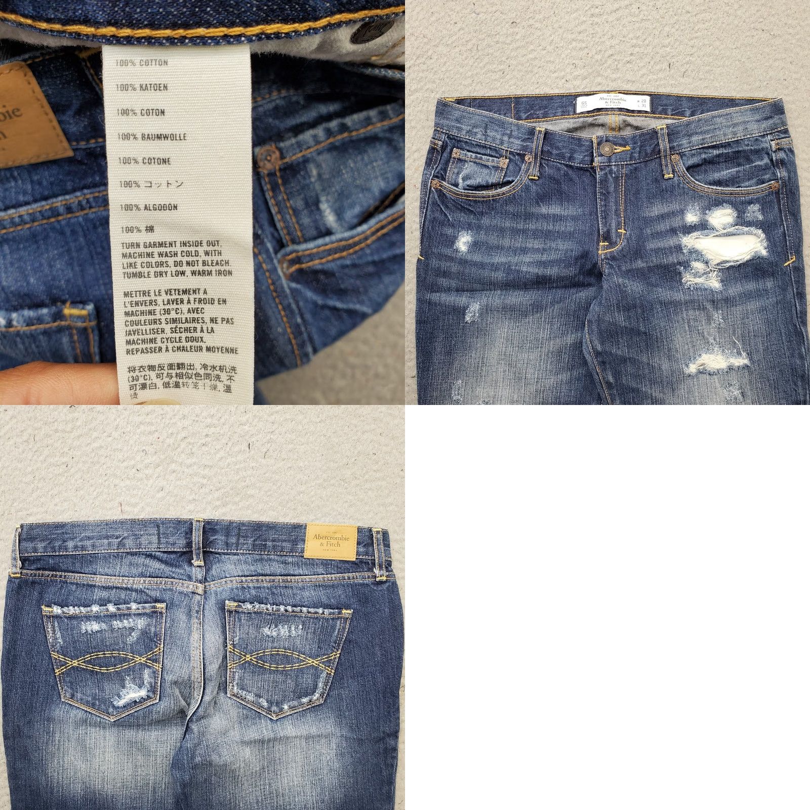 Abercrombie & Fitch Abercrombie & Fitch Flare Jeans Womens Size 6 Blue Denim Distressed Streetwear Jeans Size 28" / US 6 / IT 42 - 8 Thumbnail
