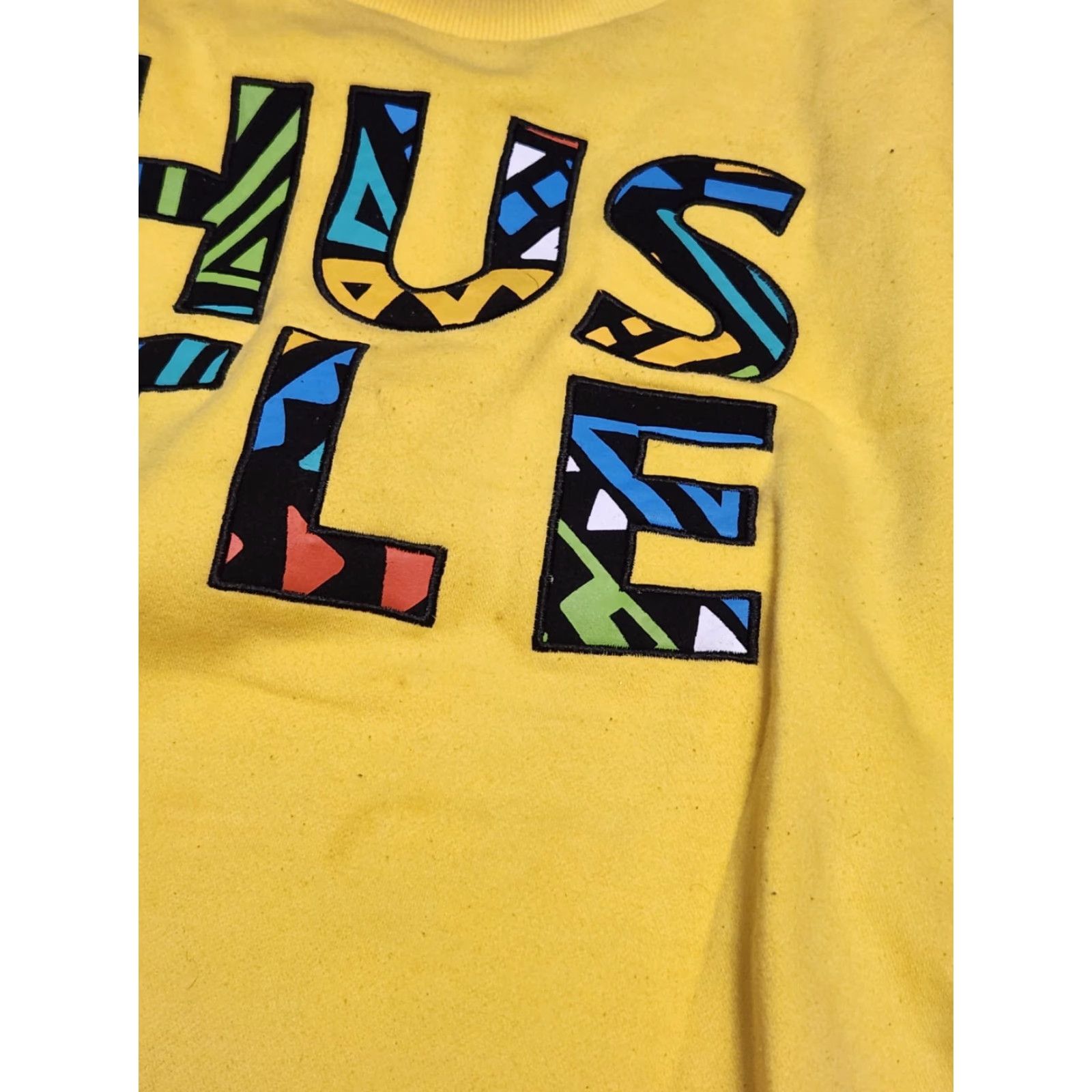 Vintage Create 2MRW Crewneck Sweatshirt NON STOP HUSTLE 3XL Mens Yellow Graphic Print 90s Quotes Size US XXL / EU 58 / 5 - 2 Thumbnail