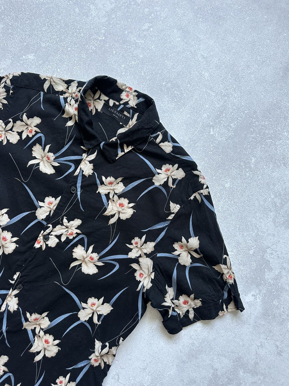 Allsaints AllSaints Mens S Short Sleeve Hawaiian Shirt Floral Art Size US S / EU 44-46 / 1 - 2 Thumbnail