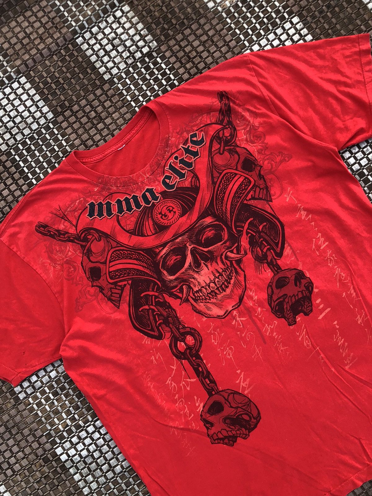 Affliction × Vintage Vintage Y2K MMA ELITE Skulls Affliction Tshirt Size US XL / EU 56 / 4 - 2 Thumbnail