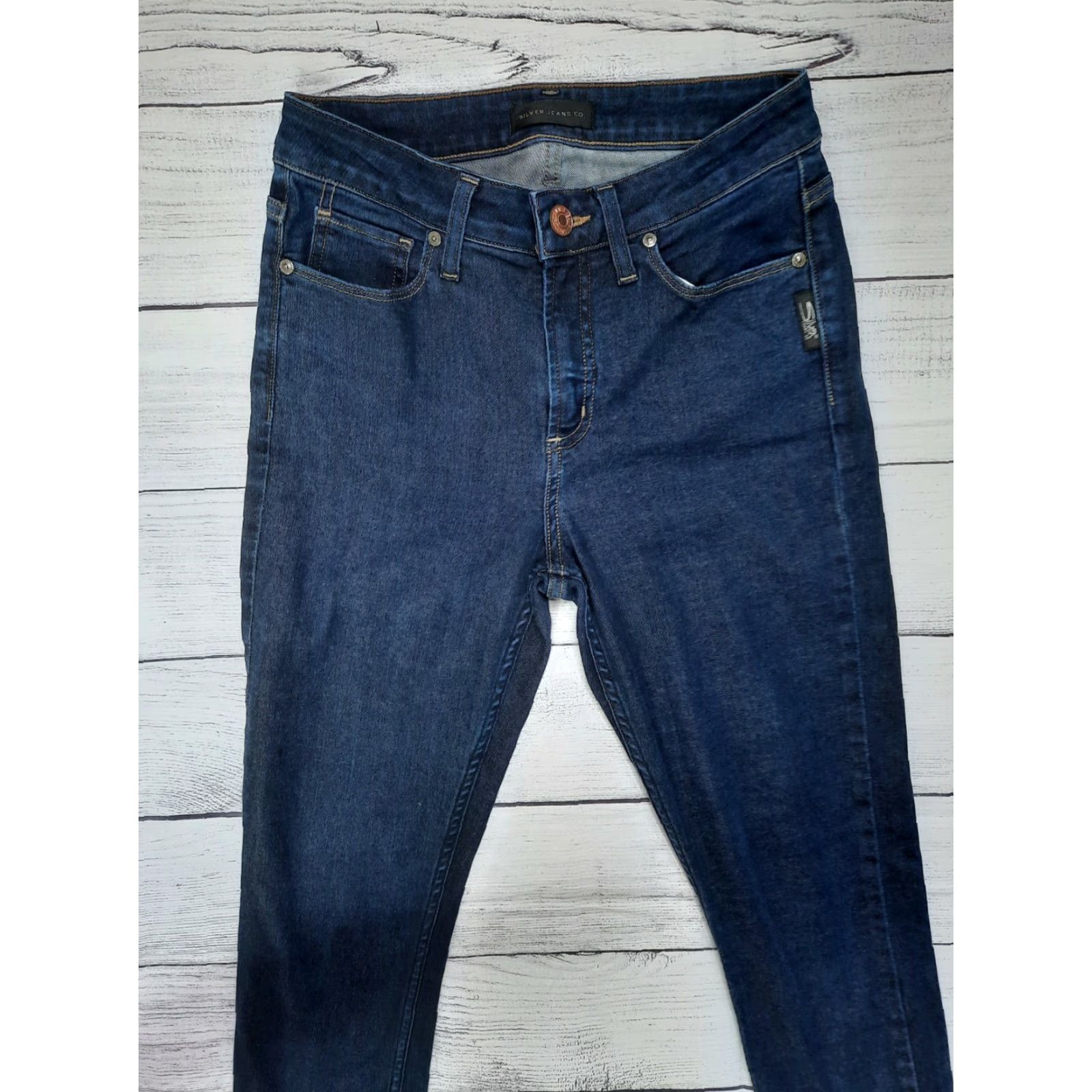 Silver Jeans Co. VINTAGE Silver Jeans Mazy Skinny Jeans Women 26 x 29 High Rise Stretch Dark Denim Blue 5-Pocket Mens? Size 26" / US 2 / IT 38 - 2 Thumbnail