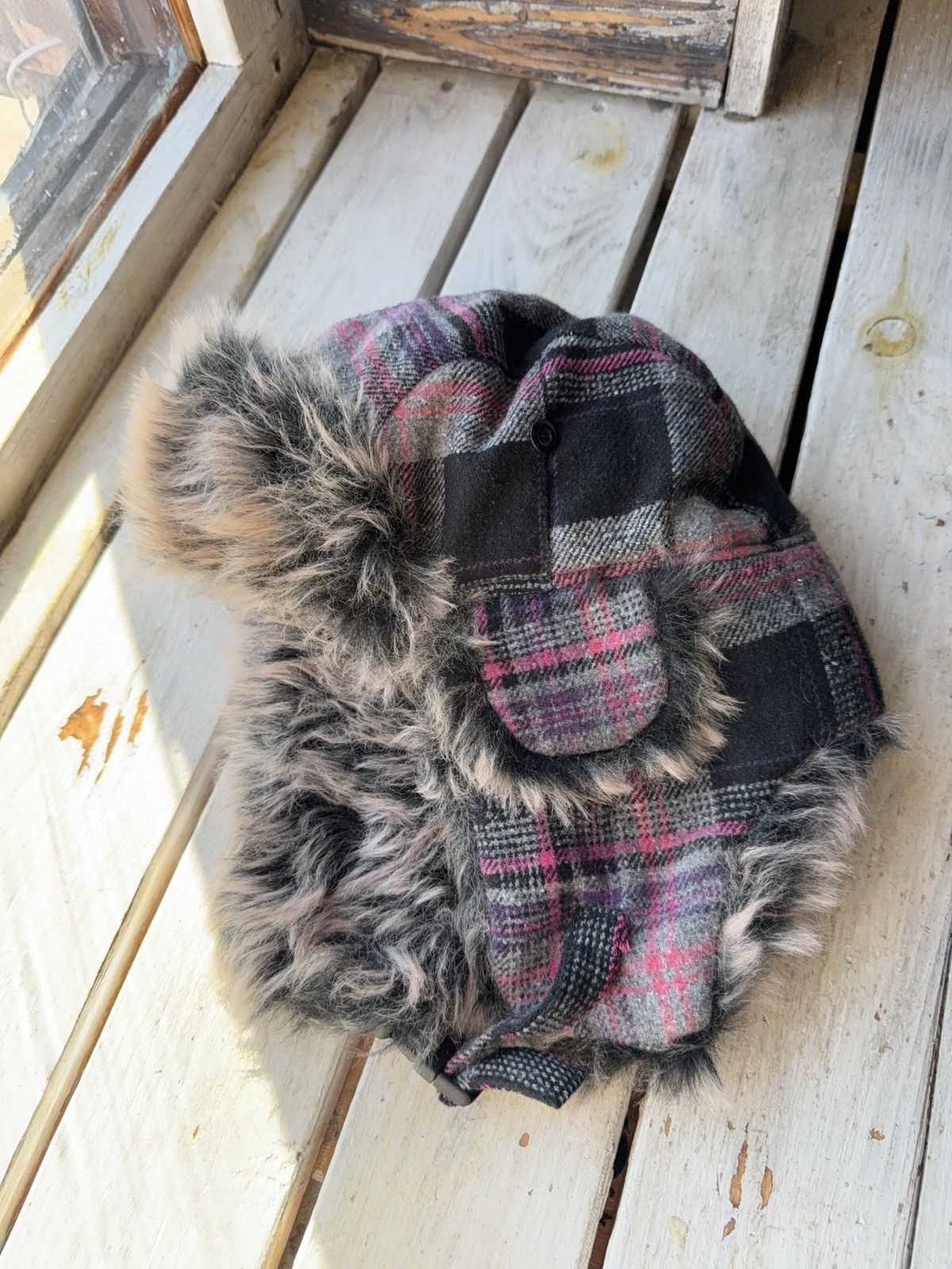 Japanese Brand Y2K Vintage Fuzzy Hat Mohair knit Ushanka Trapper hat retro Size ONE SIZE - 5 Thumbnail