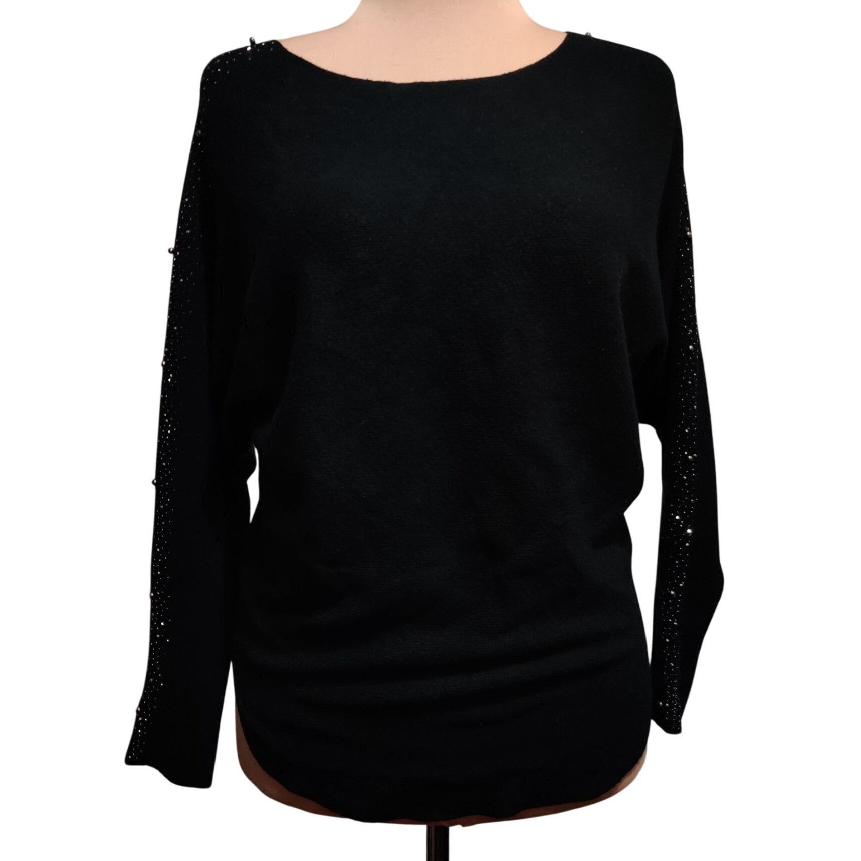 Other Vila Milano Black Sweater Size L Bead Rhinestone Embellished Size L / US 10 / IT 46 - 1 Thumbnail