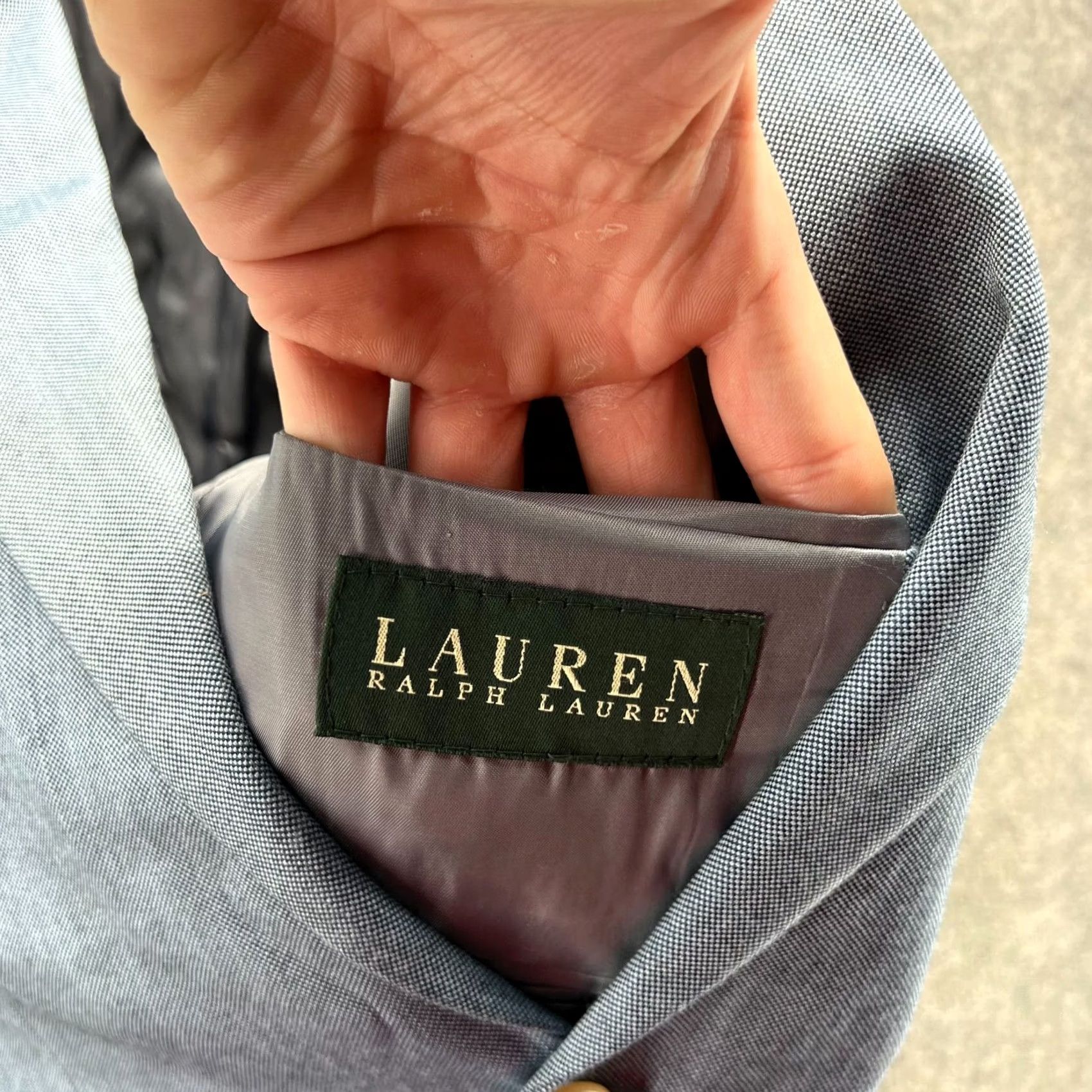 Ralph Lauren VINTAGE? No — Lauren Ralph Lauren Blazer Mens 40R Blue Two Button Sport Coat Polyester Rayon Jacket Single-Breasted Tailored Suit Coat Shirt Size 40R - 6 Thumbnail