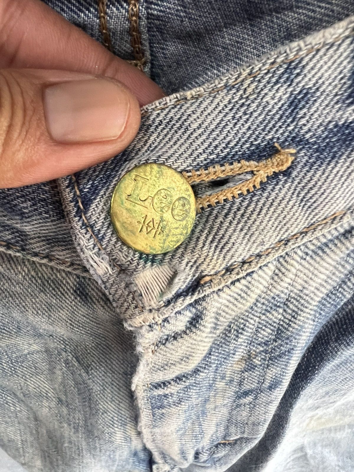 Lee 🔥Rare Vintage Lee 101+ Distressed Denim Size US 31 - 10 Thumbnail