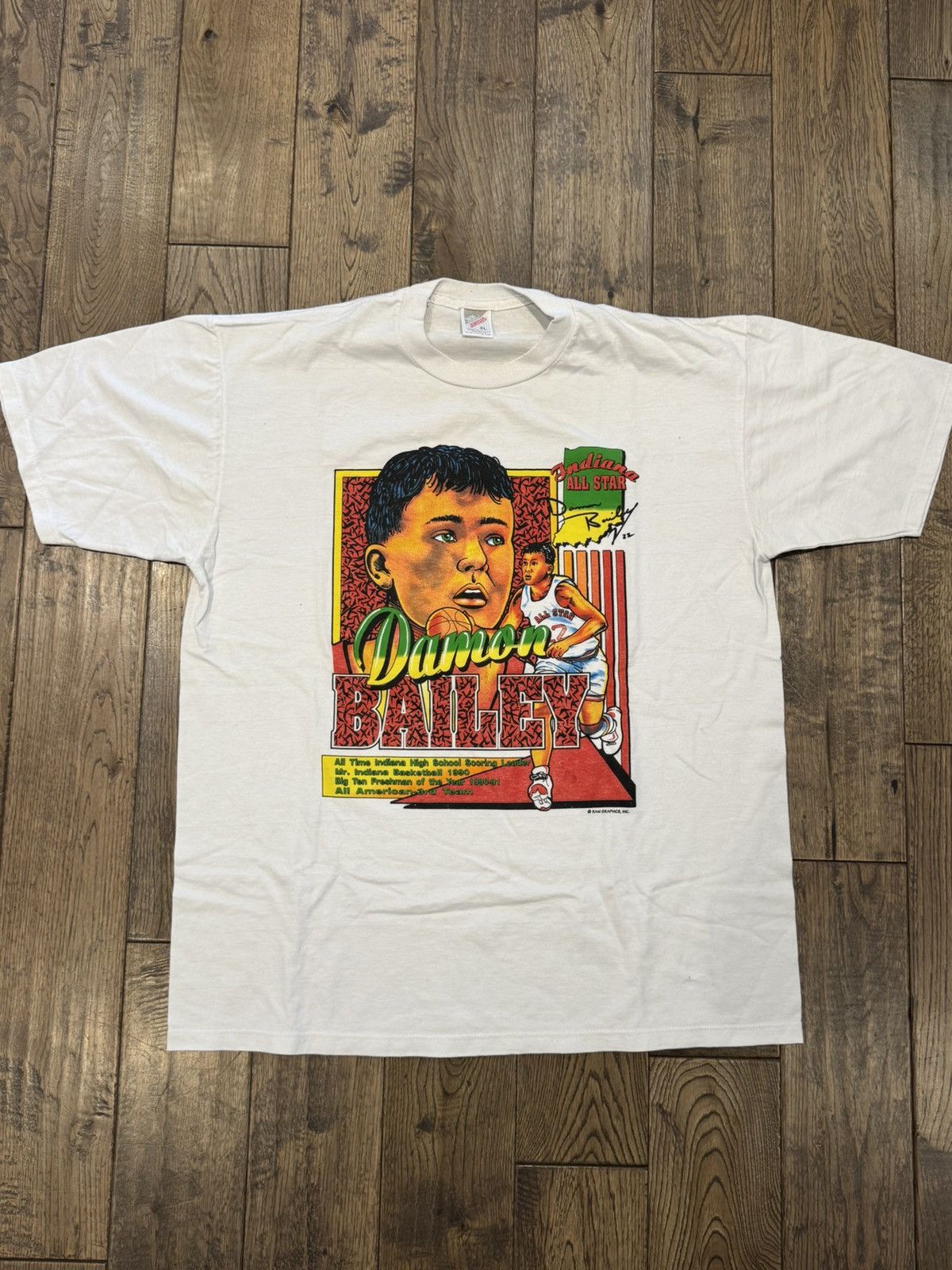 Jerzees Vintage 90s Damon Bailey Indiana All-Star Graphic T-Shirt Size US XL / EU 56 / 4 - 1 Thumbnail