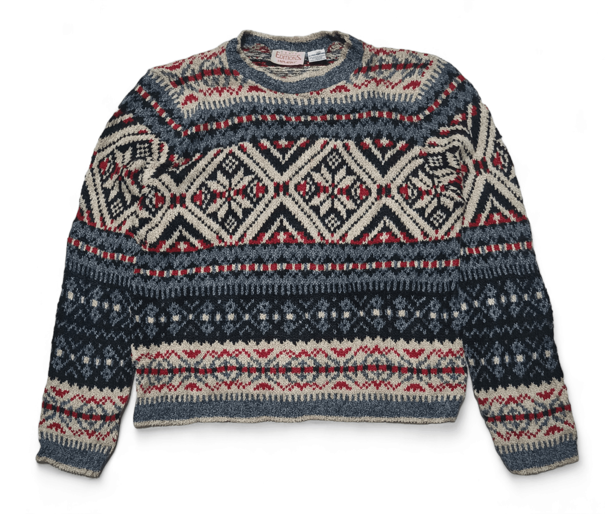Basic Editions Vintage 80s BASIC EDITIONS Ethnic Pattern Knit Sweater Size XL / US 12-14 / IT 48-50 - 2 Thumbnail