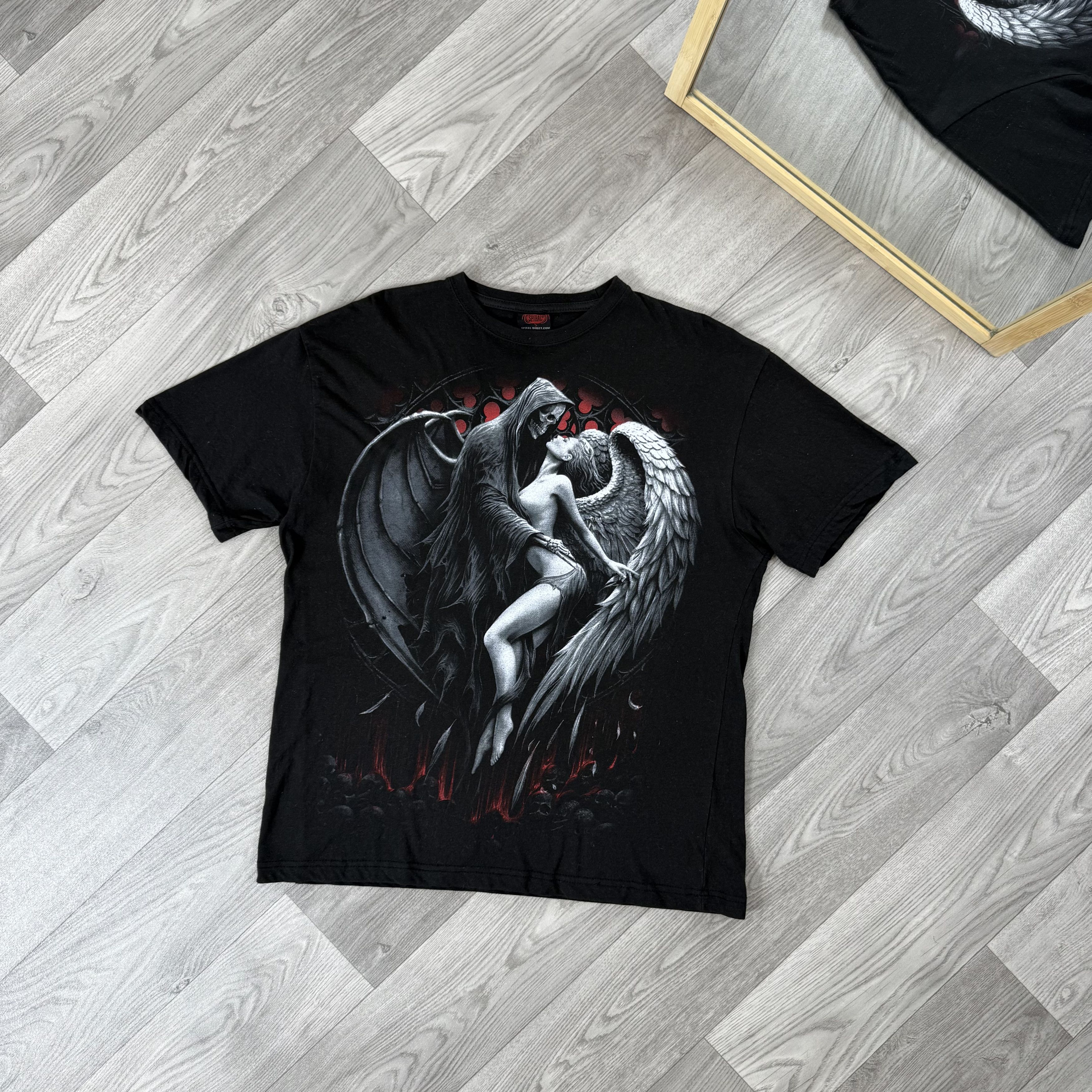 Vintage Vintage Spiral Death and Angel 90s Graphic Black Tee Shirt M Size US M / EU 48-50 / 2 - 1 Thumbnail
