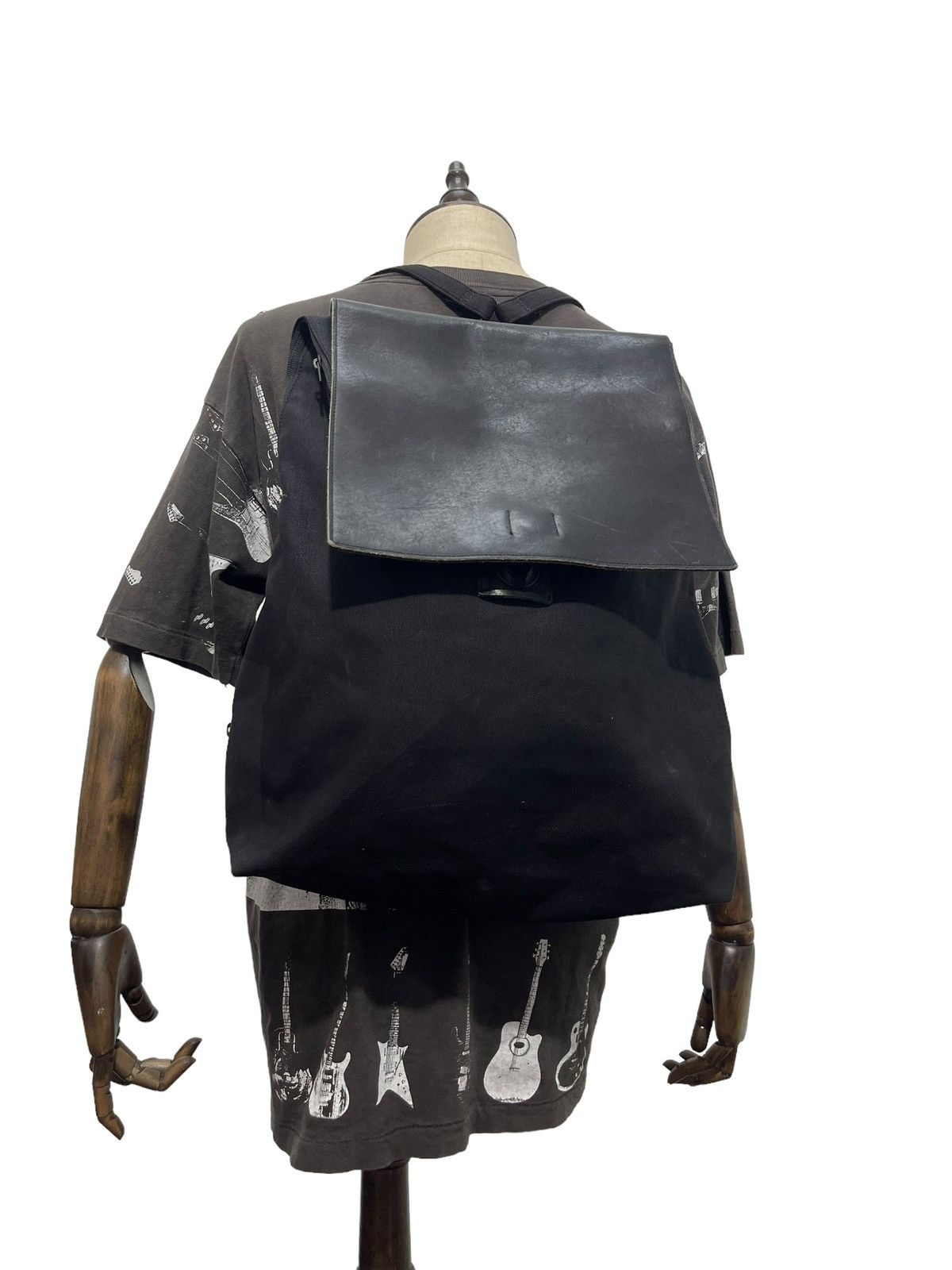Japanese Brand Rucksack Backpack Unknown Leather Cotton Canvas Bag 3🟩 Size ONE SIZE - 2 Thumbnail