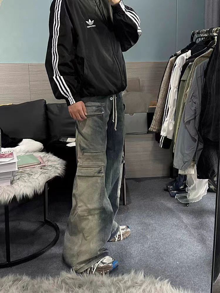 Japanese Brand × Jean Vintage street hip-hop washed multi-pocket work jeans Size US 34 / EU 50 - 4 Thumbnail