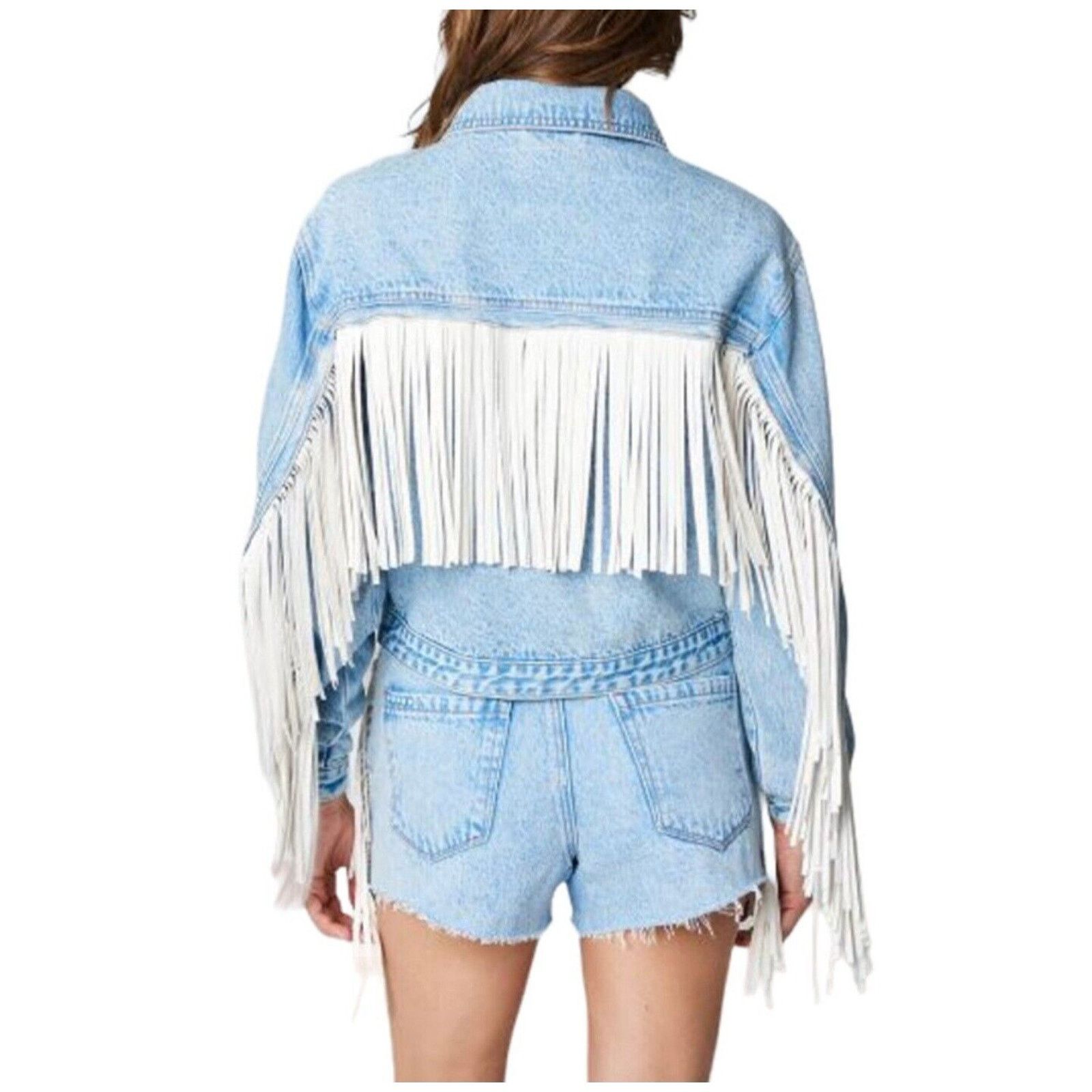 BLANKNYC Blank NYC Frayed Fringe Denim Oversized Trucker Boho Jacket Size S / US 4 / IT 40 - 3 Thumbnail