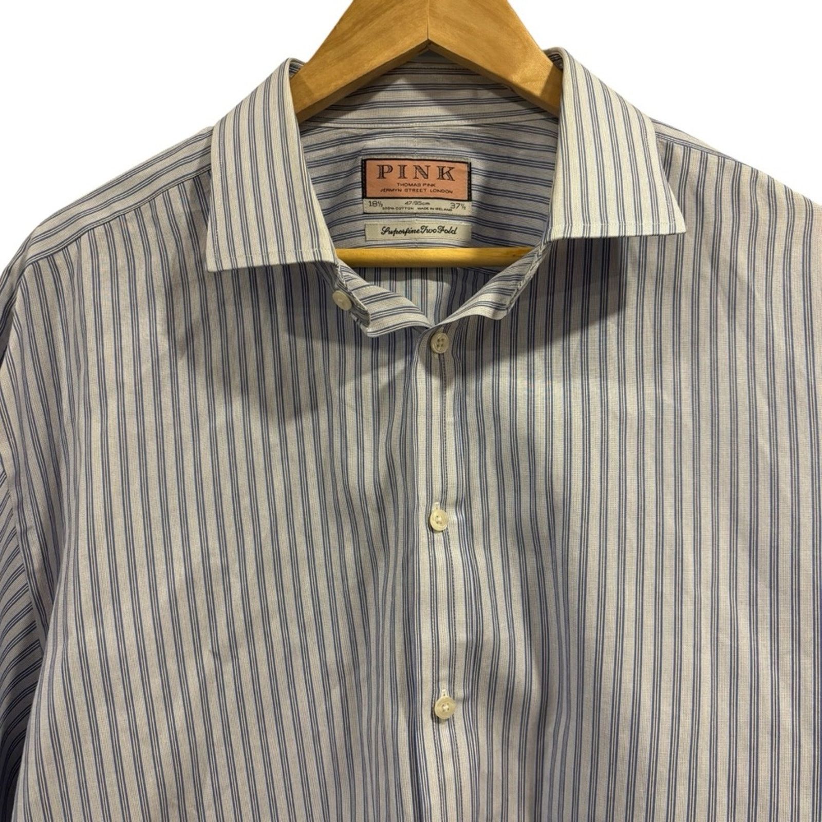 Thomas Pink THOMAS PINK Light Blue Striped Dress Shirt Size US M / EU 48-50 / 2 - 3 Thumbnail
