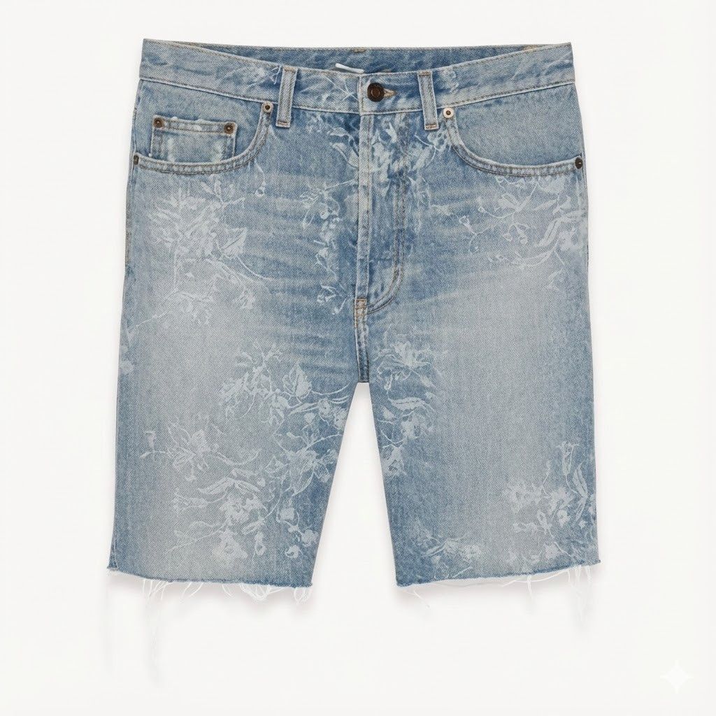 Saint Laurent Paris o1la1rc1a1225 638547 Shorts in Florida Flower Printed Denim Size US 32 / EU 48 - 2 Thumbnail