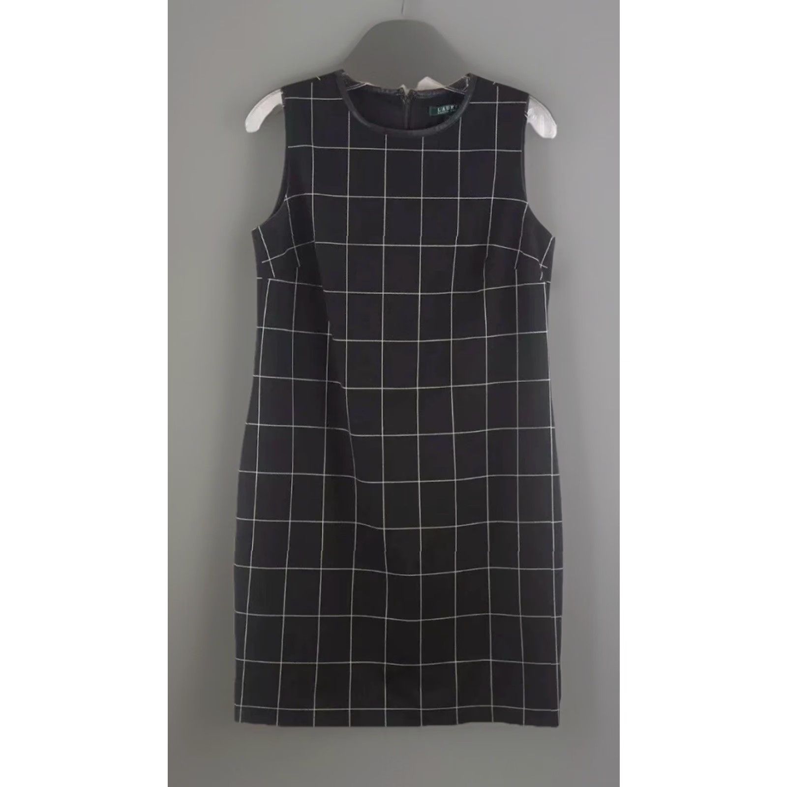 Ralph Lauren Lauren By Ralph Lauren Dress Women Sheath Size 4 Black/Tan Grid Patterned Cool Size S / US 4 / IT 40 - 2 Thumbnail