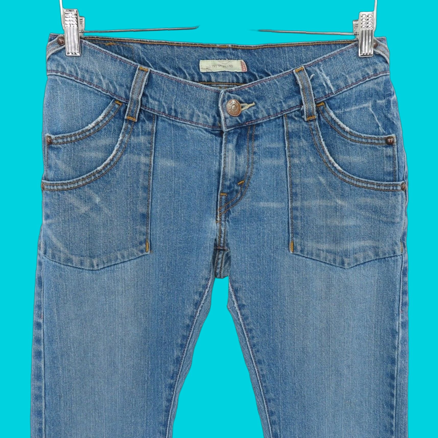 Levi's VINTAGE Levi's Jeans Flared Distressed Juniors 9 Blue Denim Womens Regular Y2K 2000s Levi's Size 30" / US 8 / IT 44 - 1 Thumbnail