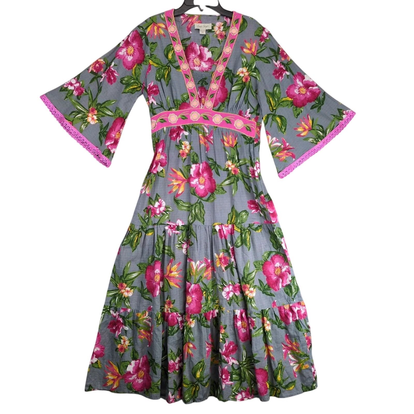 Other Charlie Paige Floral Tiered Maxi Dress Sz S Lace Trim Flare Size S / US 4 / IT 40 - 1 Thumbnail