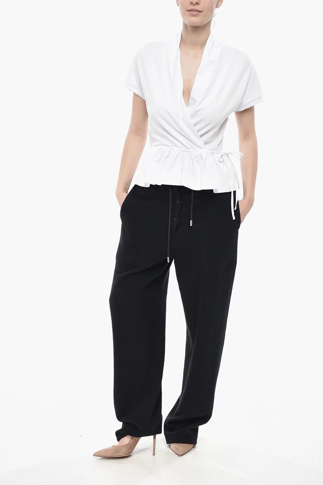 Dries Van Noten og1mm0426 Cotton Wrap T-Shirt in White Size M / US 6-8 / IT 42-44 - 4 Thumbnail