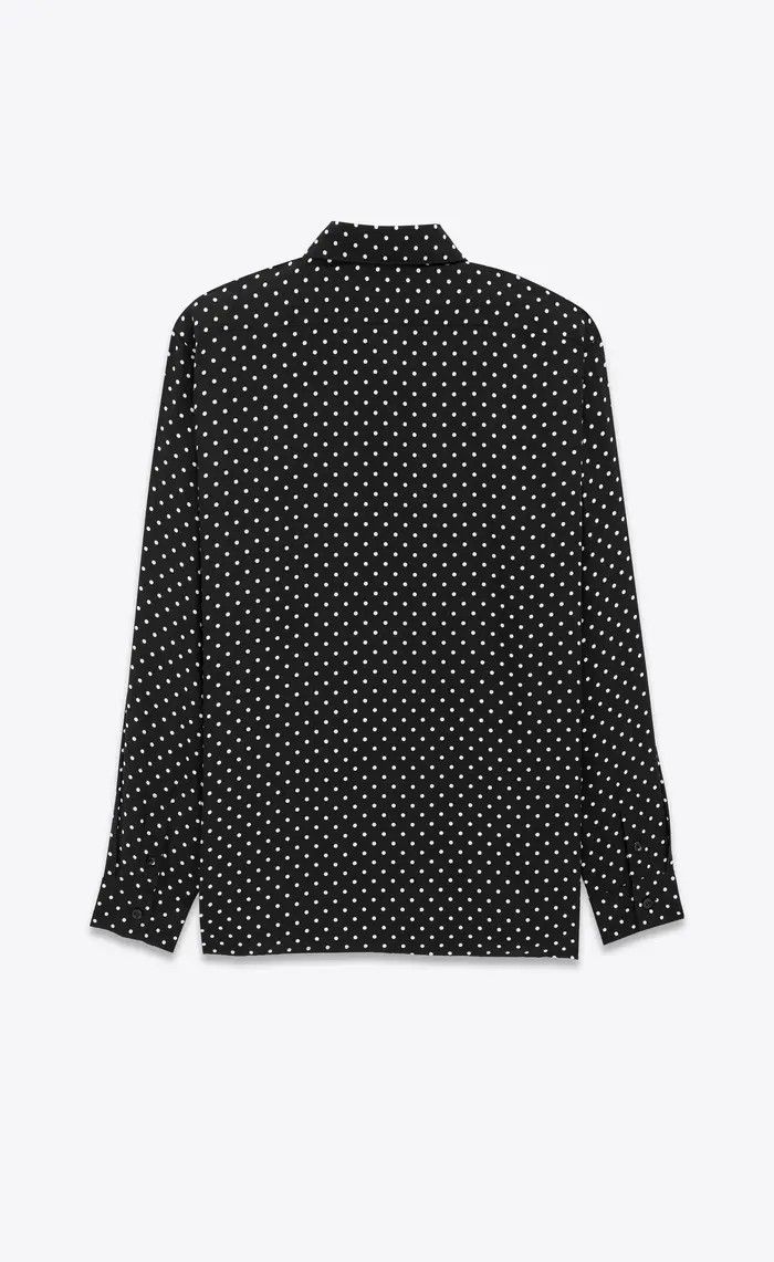 Saint Laurent Paris o1bcso1str0625 Shirt In Dotted Shiny in Black Size US XXL / EU 58 / 5 - 2 Thumbnail