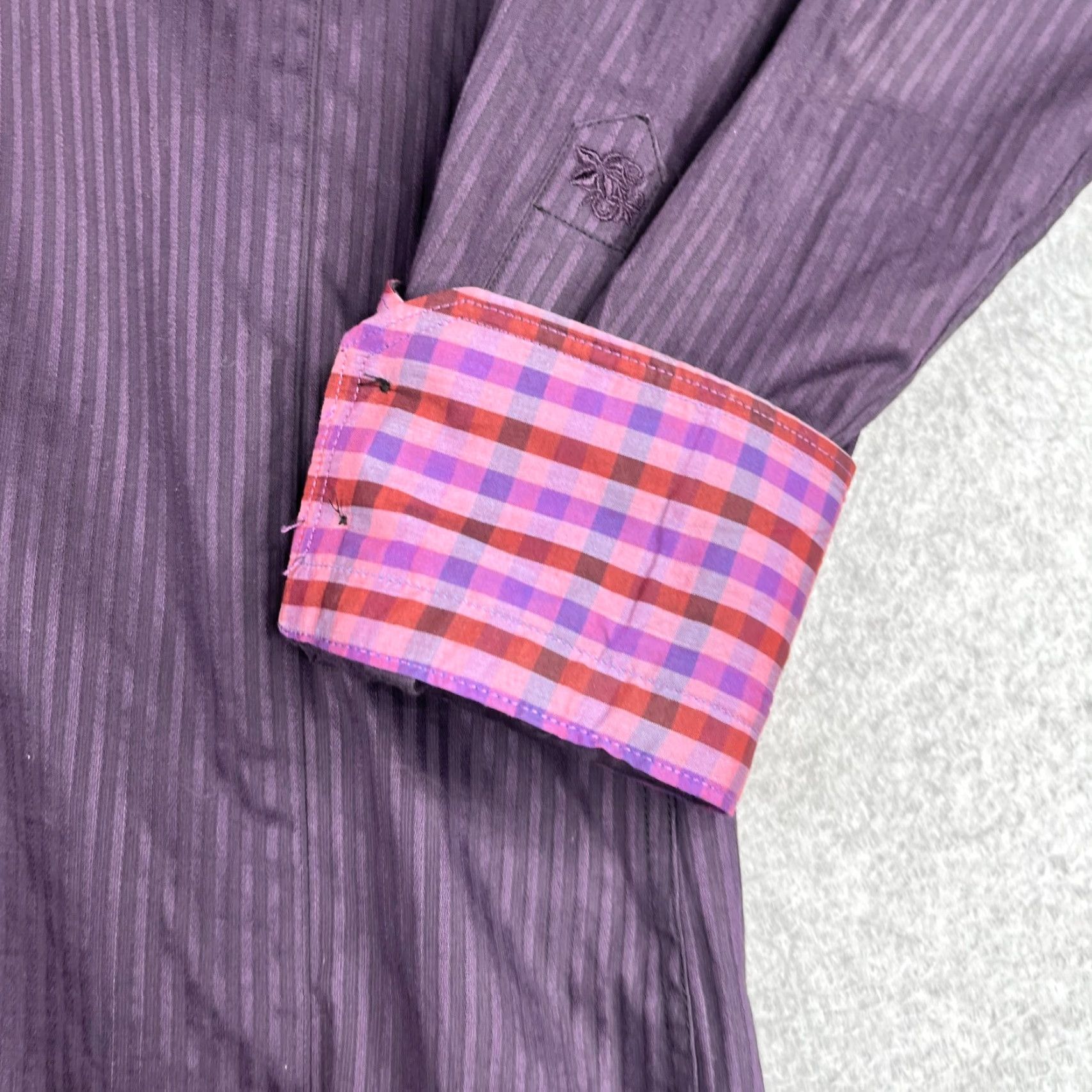 Vintage Stone Rose Black Rivet Collection Shirt M Purple Stiped Button Up Long Sleeve Size US M / EU 48-50 / 2 - 3 Thumbnail