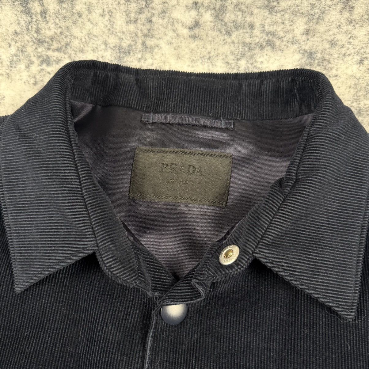 Prada Prada Corduroy Logo Snap Button Up ‘Navy’ Shirt Jacket Size US XXL / EU 58 / 5 - 4 Thumbnail