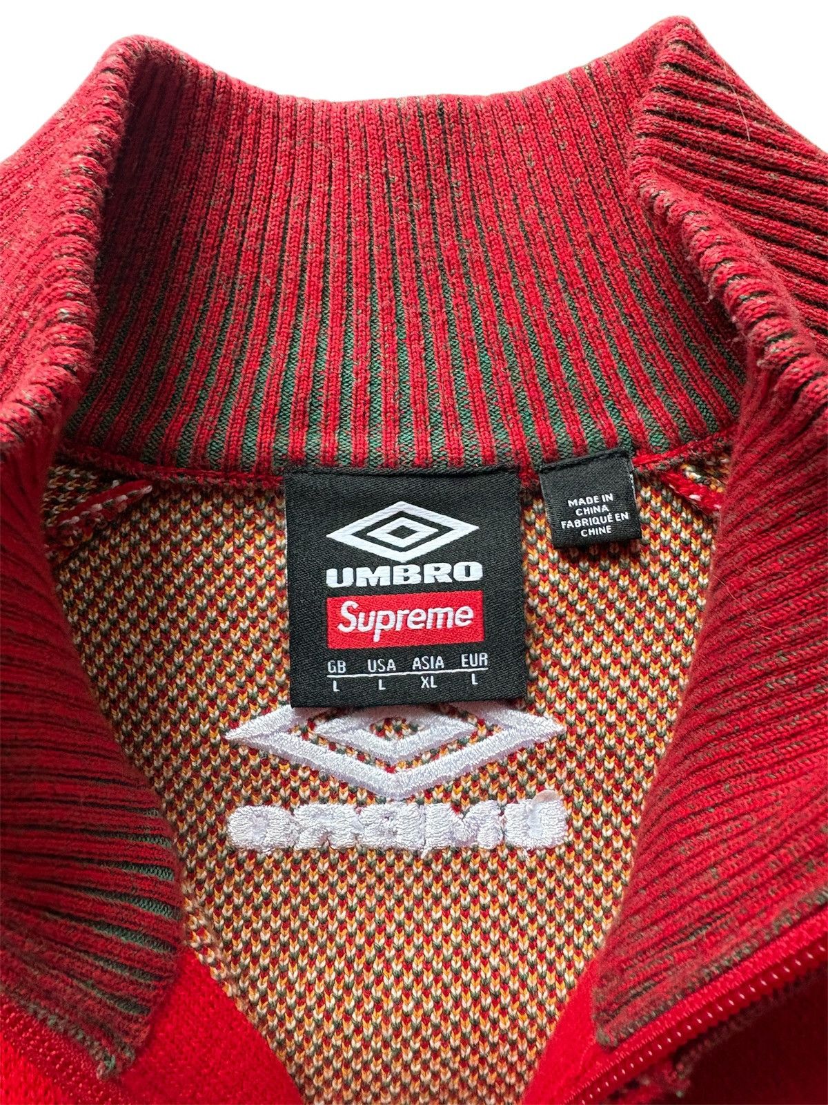 Supreme × Umbro Supreme x Umbro Zip Up Sweater Red Size US L / EU 52-54 / 3 - 4 Thumbnail