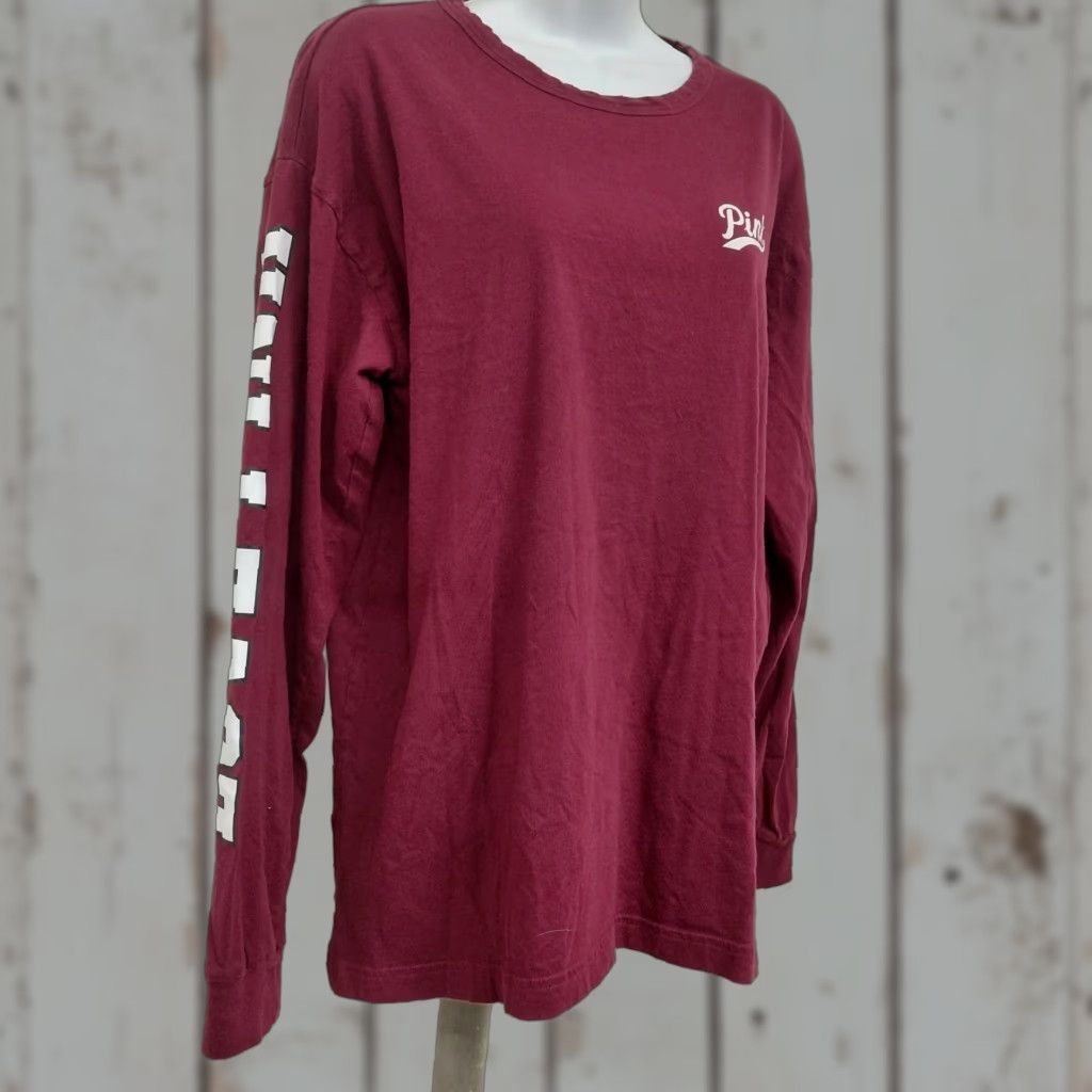 Victoria's Secret Victoria's Secret LOVE PINK T-Shirt Womens Medium Burgund Keyhole Back Casual Sleeve Long Sleeve Size M / US 6-8 / IT 42-44 - 1 Thumbnail