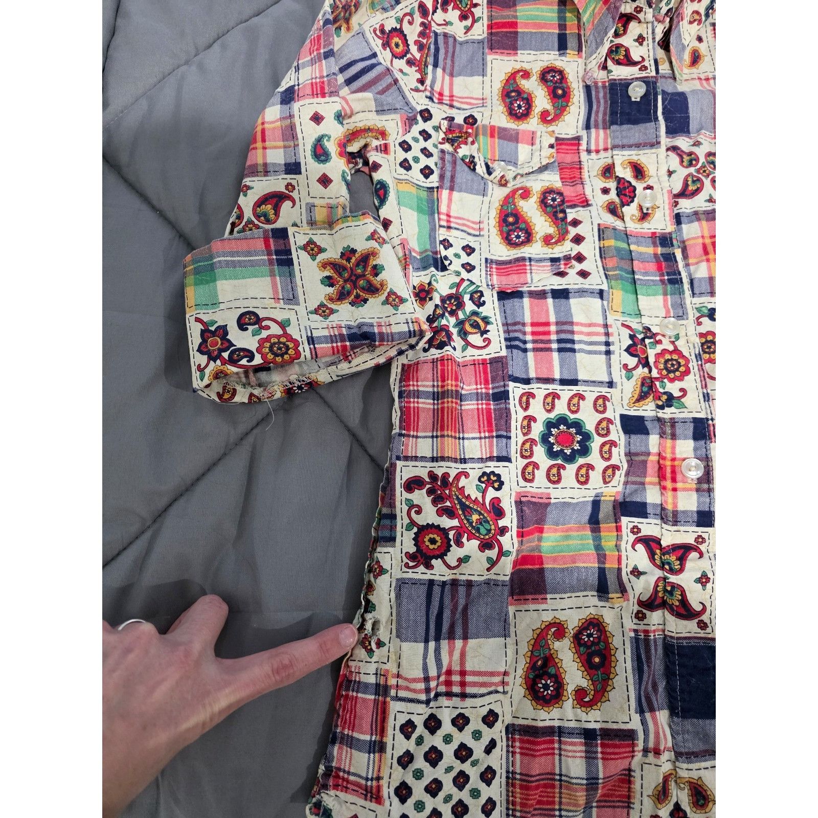 Other Retro Vintage 70's Patchwork Flannel Button Down Alterations Size XS / US 0-2 / IT 36-38 - 4 Thumbnail