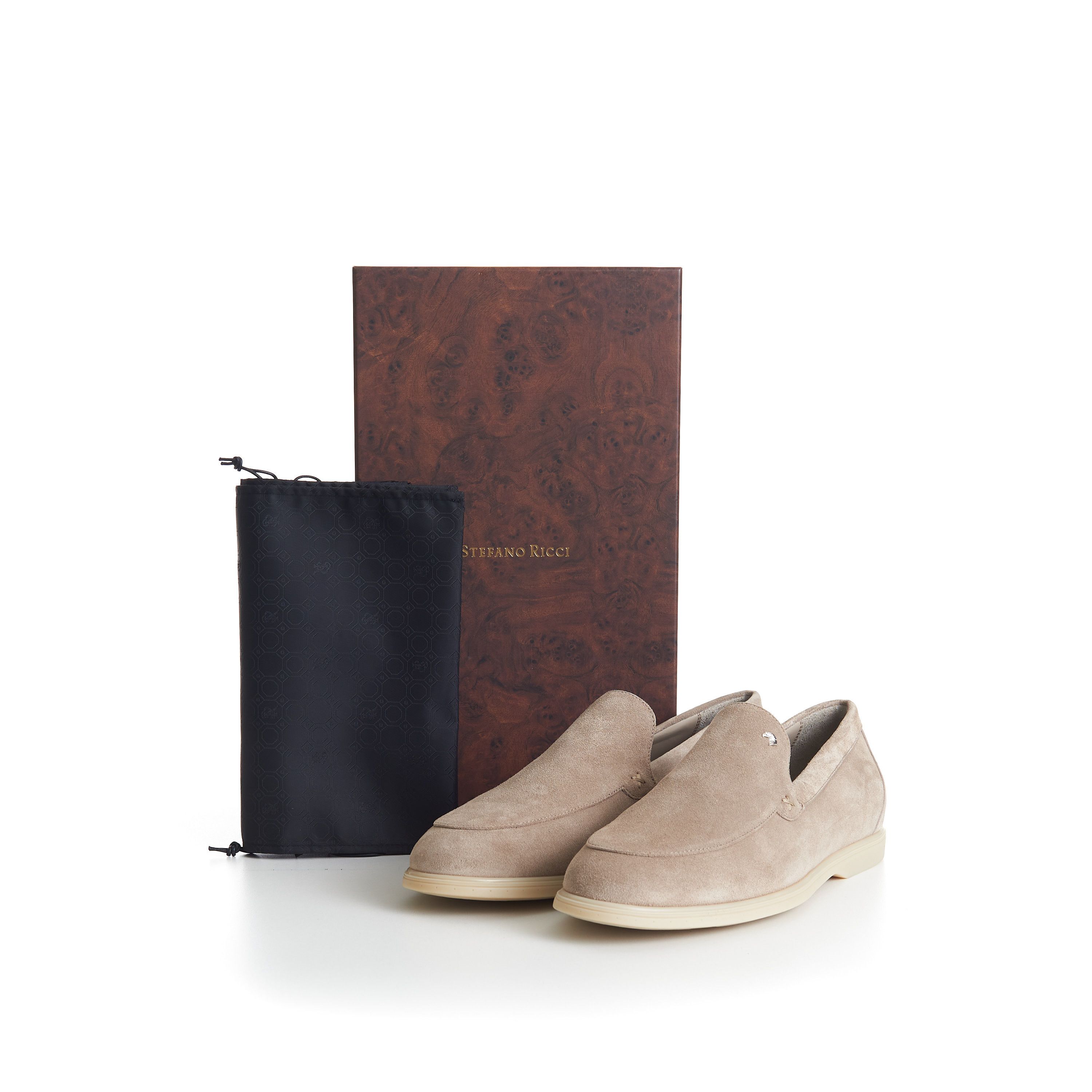 Stefano Ricci Beige Suede Slip-On Loafers - Eagle Head Hardware Size US 9 / EU 42 - 14 Thumbnail