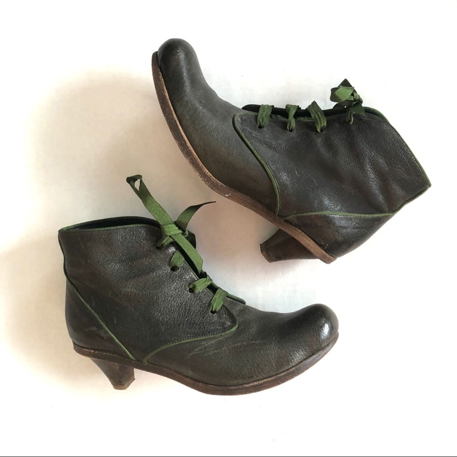 Other Tracey Neuls Green Leather Ankle Booties TN29 Size US 7.5 / IT 37.5 - 4 Thumbnail