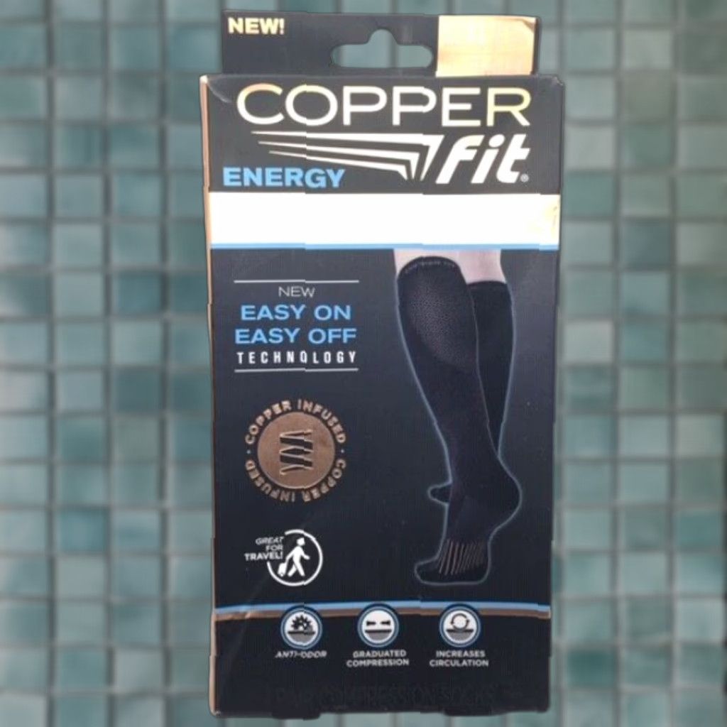 Vintage Copper Fit Energy Compression Socks - Socks - Unisex Adults - XL/L - Black - Knee High - Arch Support - All Seasons - Sports Compression Size ONE SIZE - 1 Thumbnail
