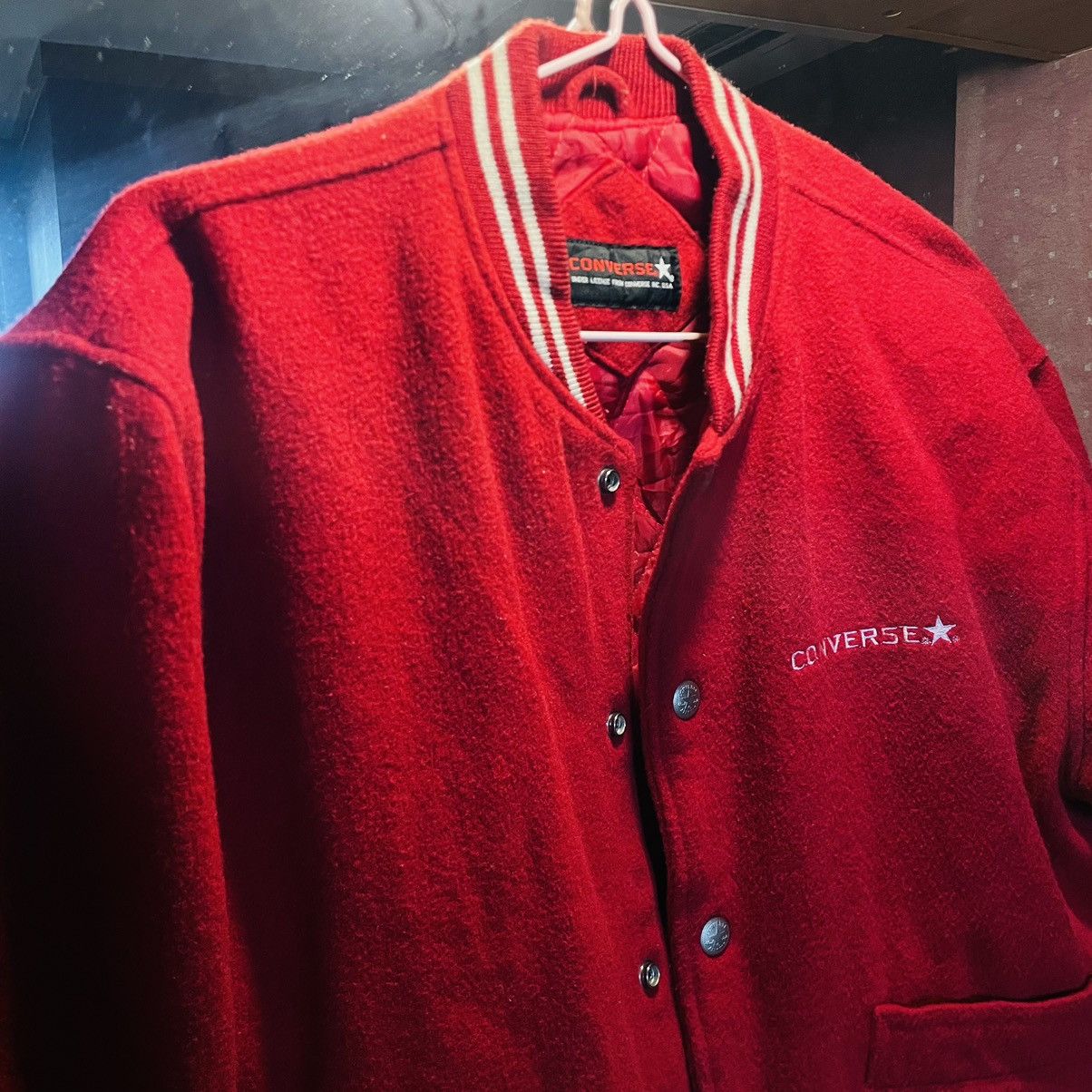 Converse × Vintage Vintage Converse Cropped Wool Bomber Jacket Size S / US 4 / IT 40 - 6 Thumbnail