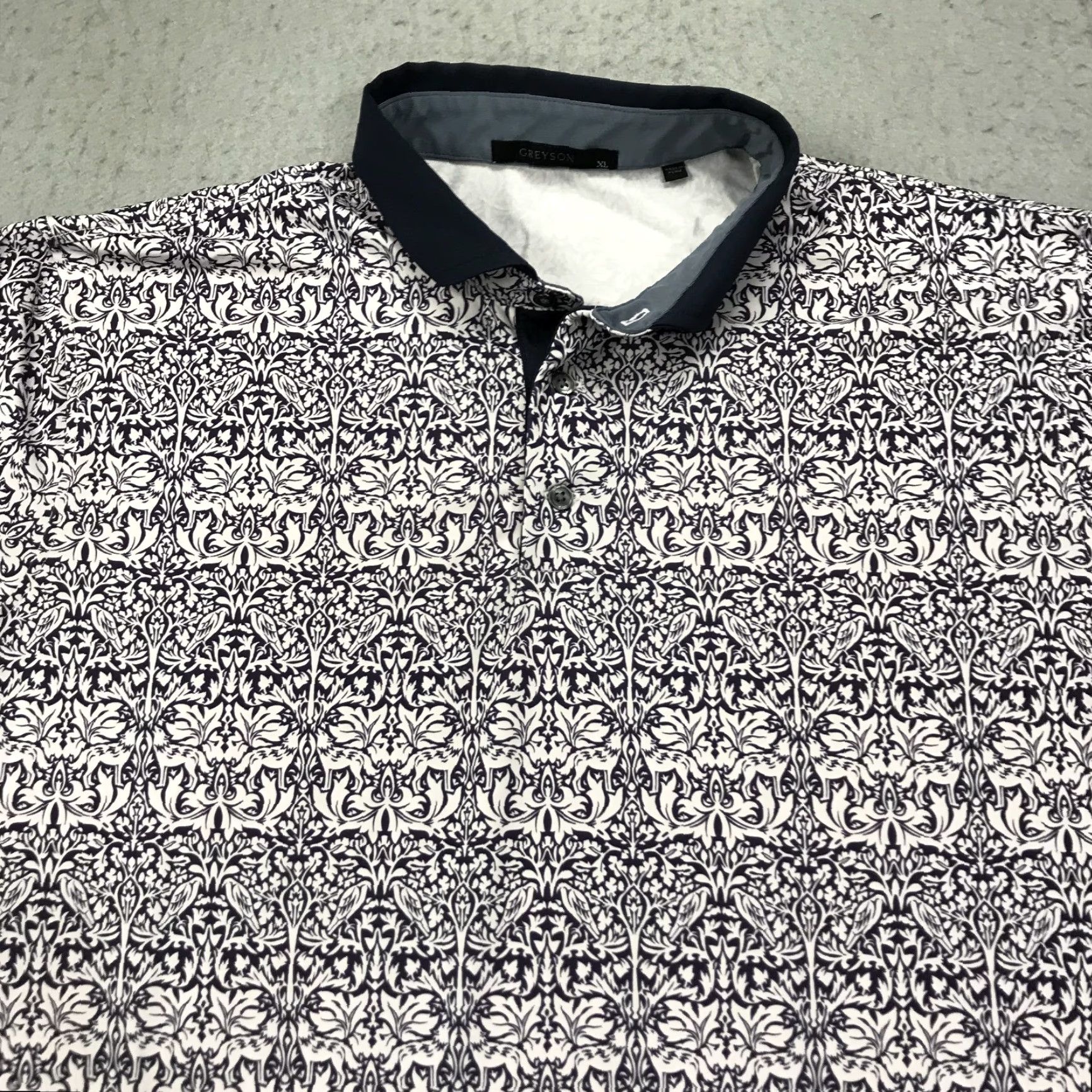 Vintage Greyson Polo Shirt Mens XL Purple Geometric Golf Logo Casual Short Sleeve Polo XXL? Size US XL / EU 56 / 4 - 2 Thumbnail
