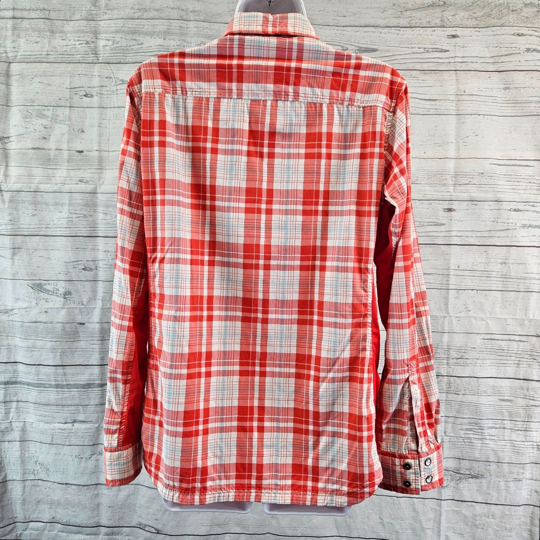 Eddie Bauer VINTAGE Eddie Bauer First Ascent Womens Snap Button Top Sz Large Red White Plaid Size L / US 10 / IT 46 - 4 Thumbnail
