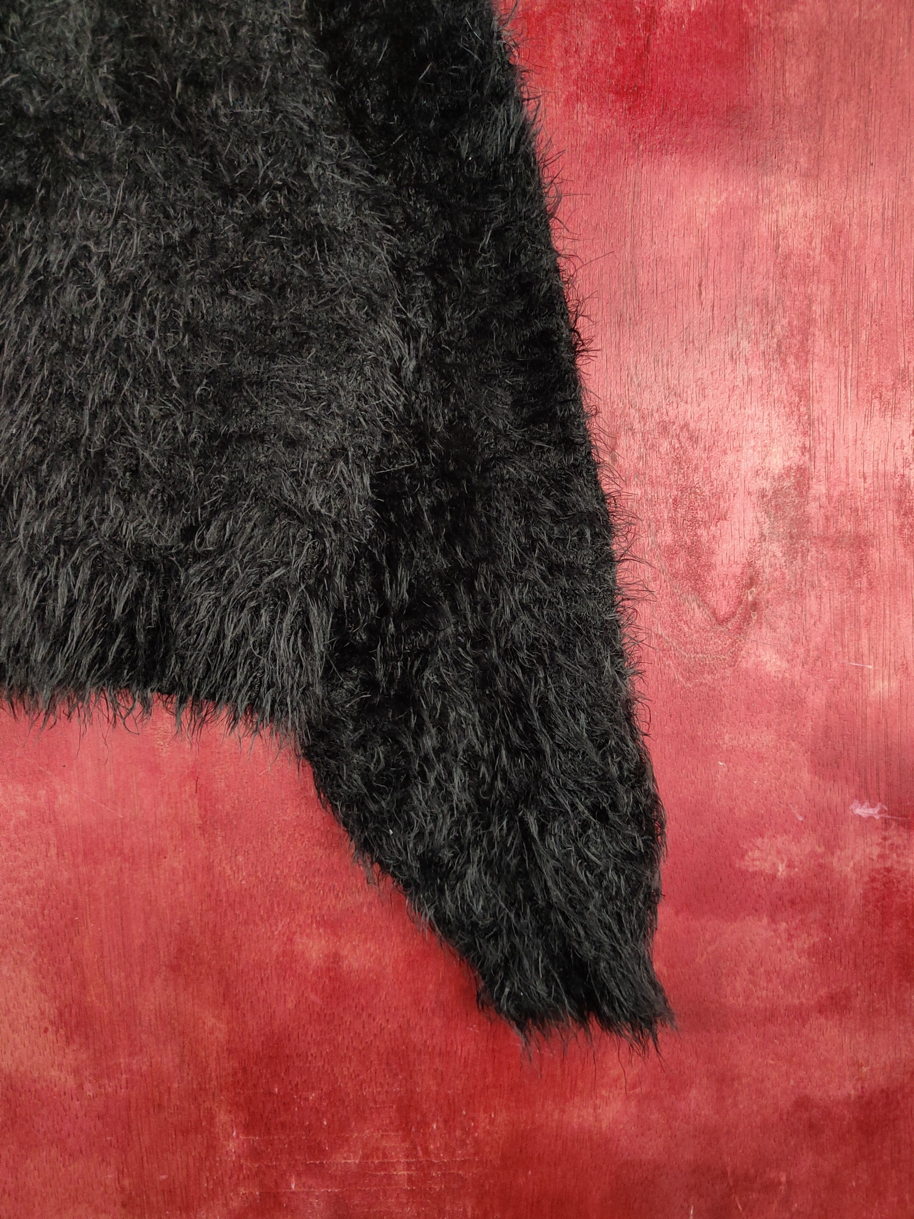 Vintage Earth Music&Ecology Black Fur Mohair Knitwear Cardigan#S1981 Size M / US 6-8 / IT 42-44 - 6 Thumbnail