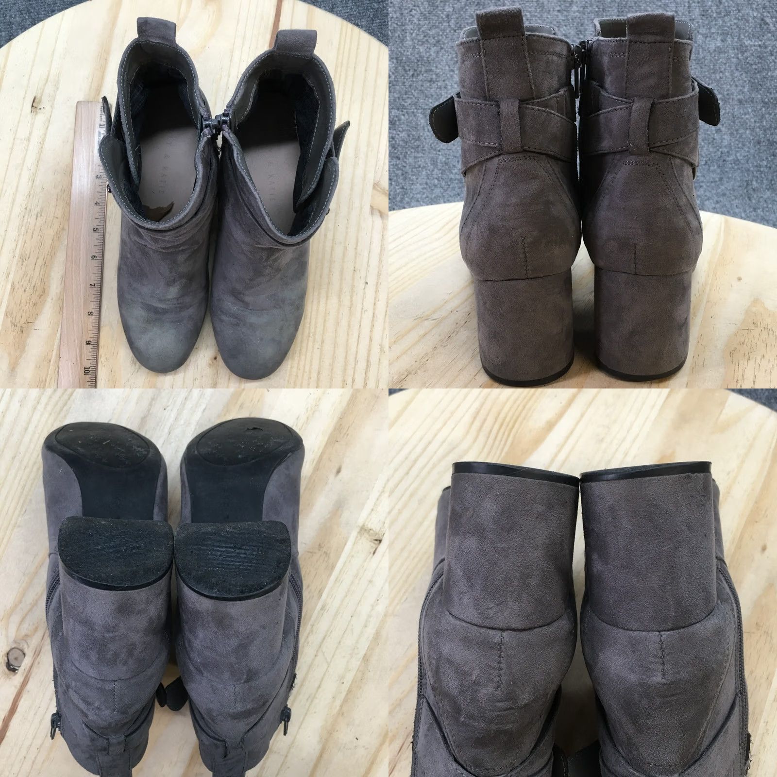 Vintage Kelly & Katie Boots Womens 7.5 Thelima Ankle Booties Gray Suede Heels Side Zip Boot Size US 8 / IT 38 - 8 Thumbnail