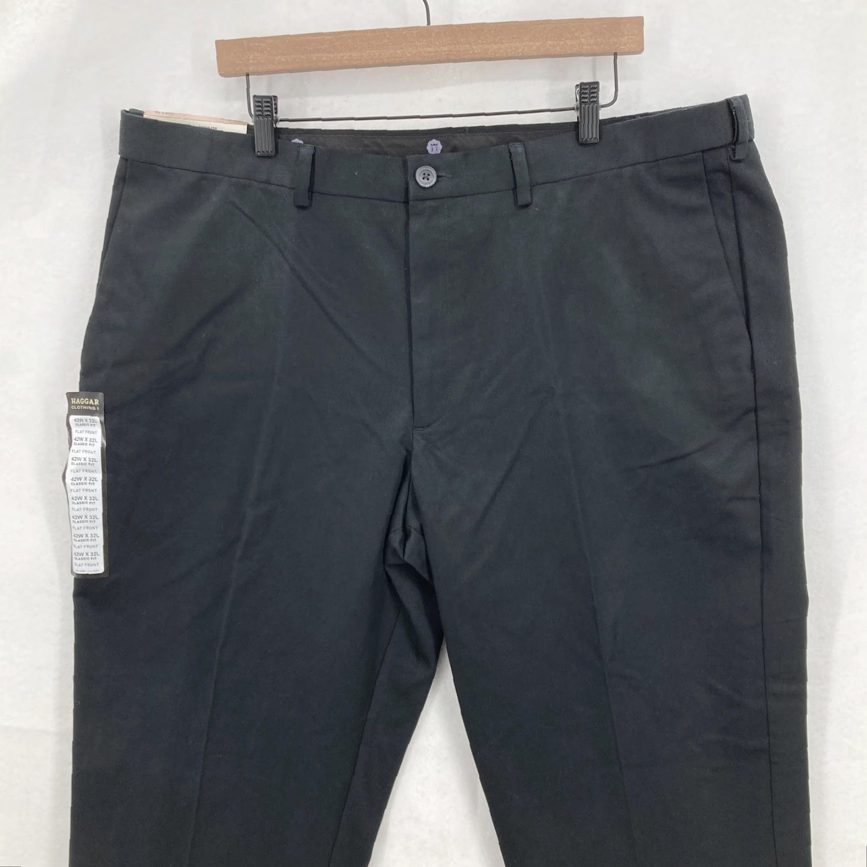 Haggar Haggar Work to Weekend Khaki Pants Mens 42x32 Black Classic Fit Flat Front NWT Size US 42 / EU 58 - 3 Thumbnail