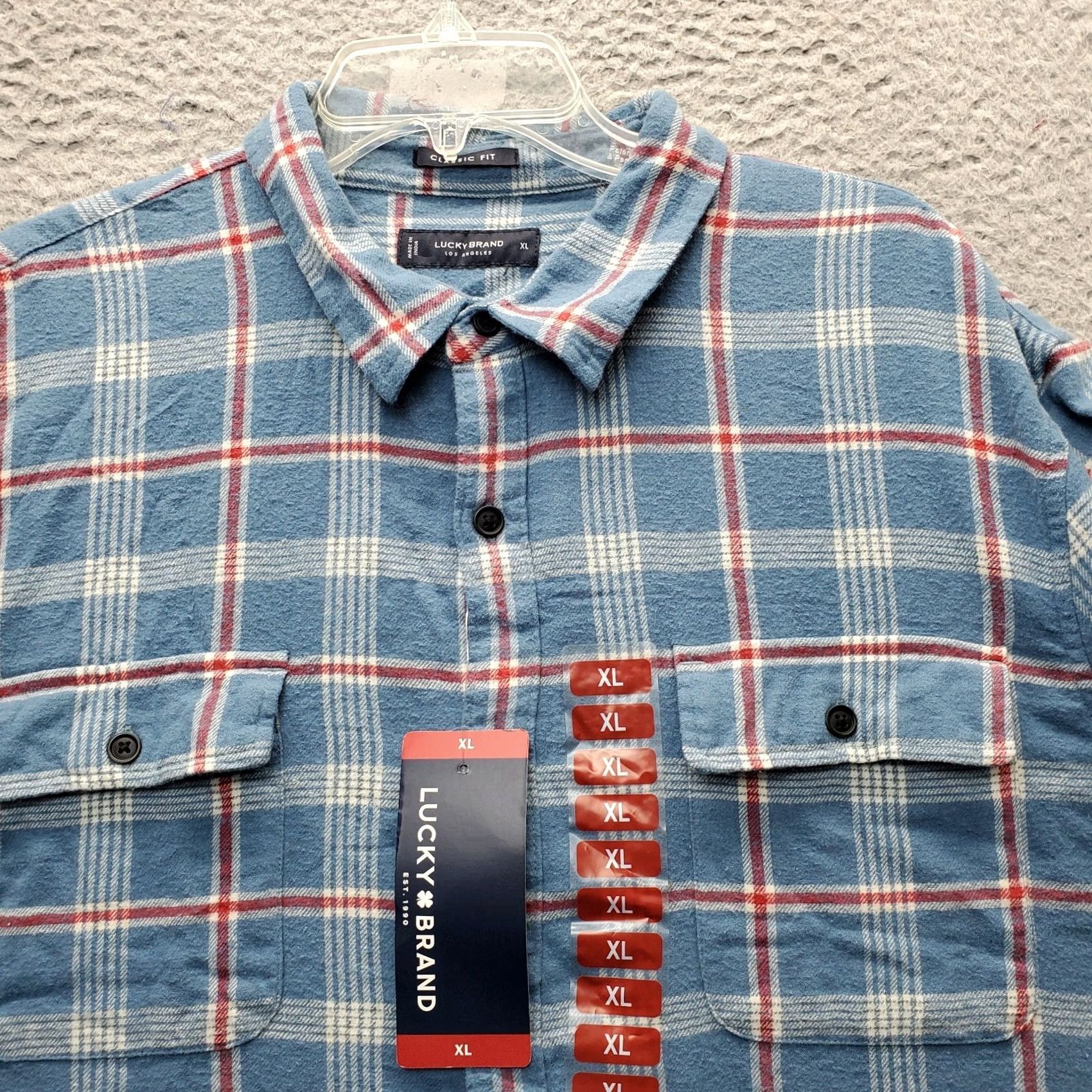 Lucky Brand Lucky Brand Mens XL Flannel Shirt Multi Plaid Classic Fit Pockets Chest Button-Up Shirt Size US XL / EU 56 / 4 - 5 Thumbnail