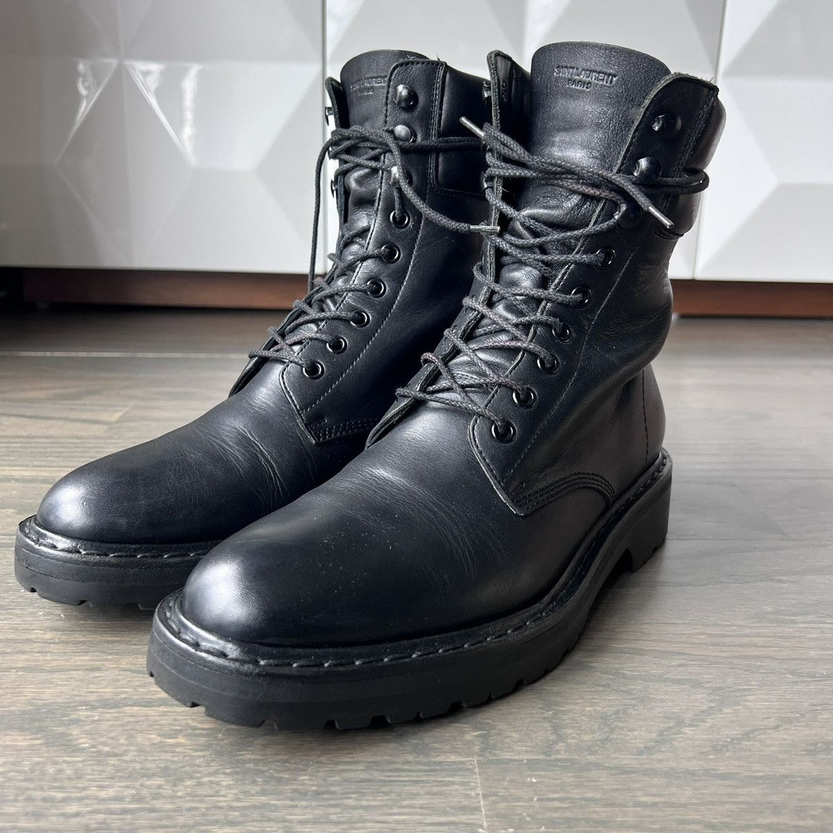 Saint Laurent Paris Saint Laurent Paris Hedi AW15 Trekker Boots Black Leather Size US 8 / EU 41 - 7 Thumbnail