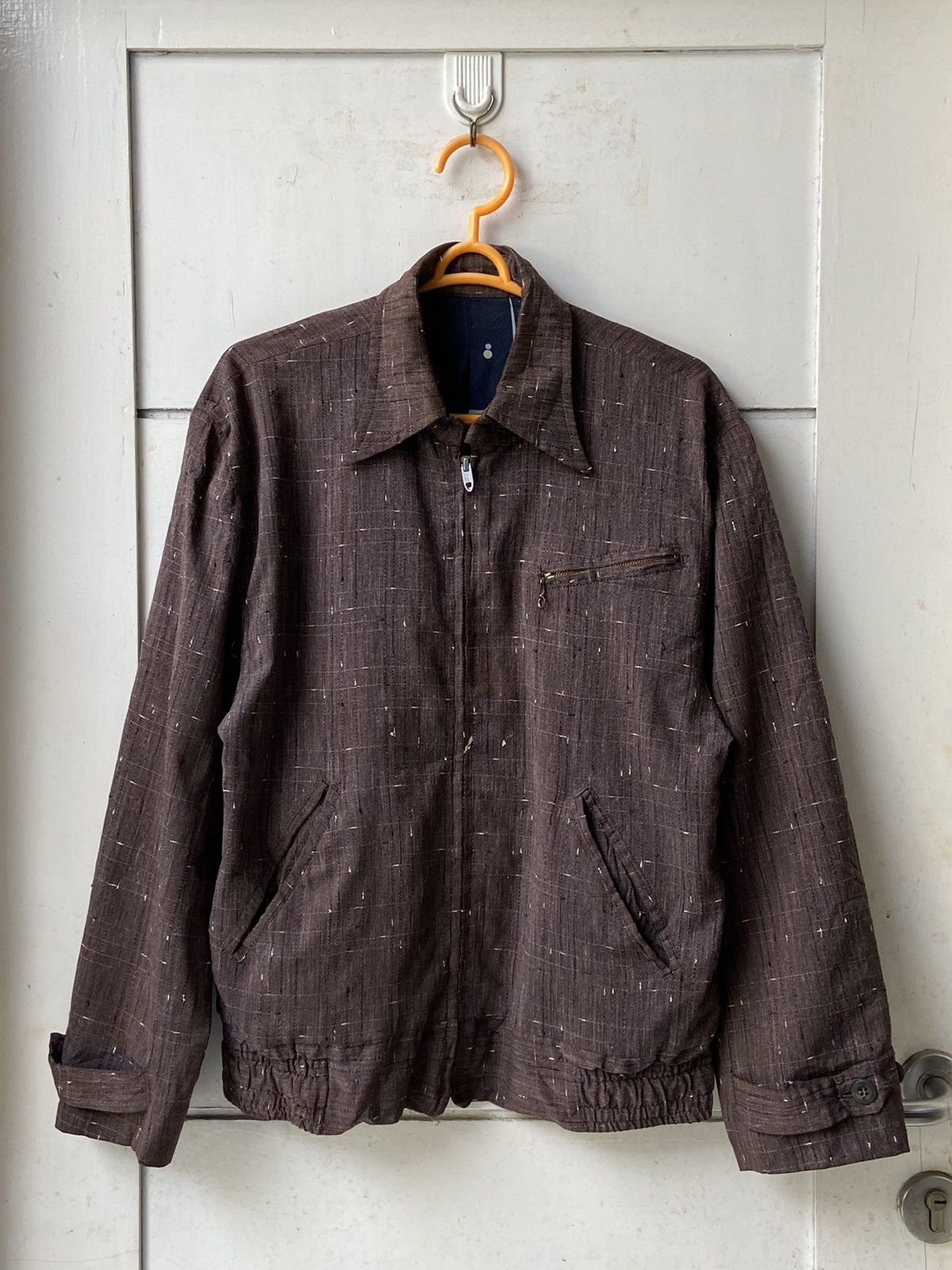 image of Dry Bones Patterned Brown Jacket, Men's (Size Medium)