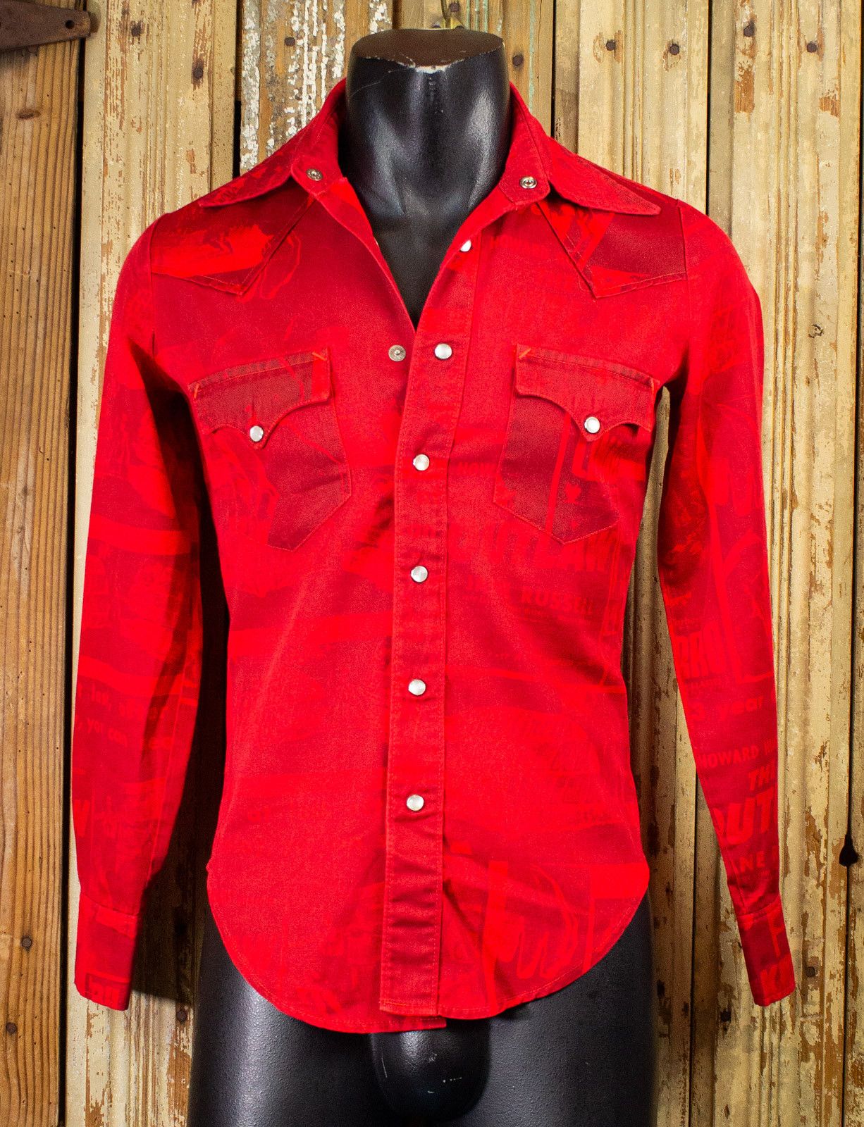 image of Vintage Made In Heaven Outlaw Pearl Snap Western Shirt 70's in Red, Men's (Size Small)