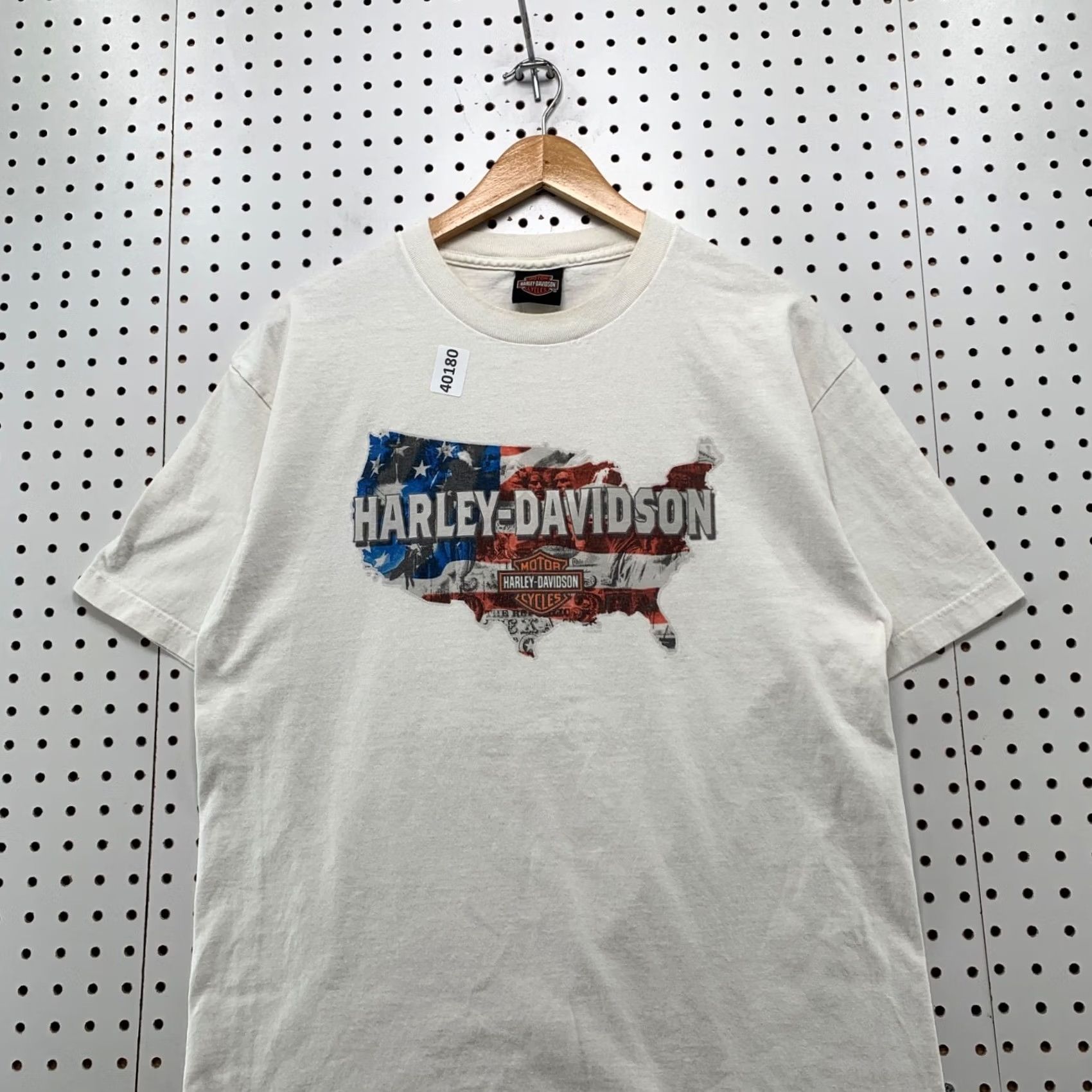 Harley Davidson VINTAGE Harley Davidson Shirt Mens Large White USA Flag Engine Graphic Size US L / EU 52-54 / 3 - 4 Thumbnail